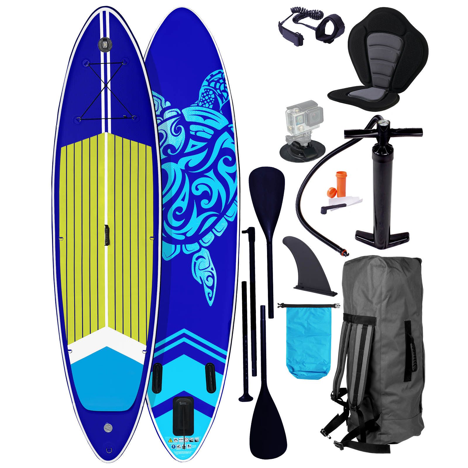 SUP-Board TURTLE Aufblasbares Stand up Paddle Set - 320x81x15cm
