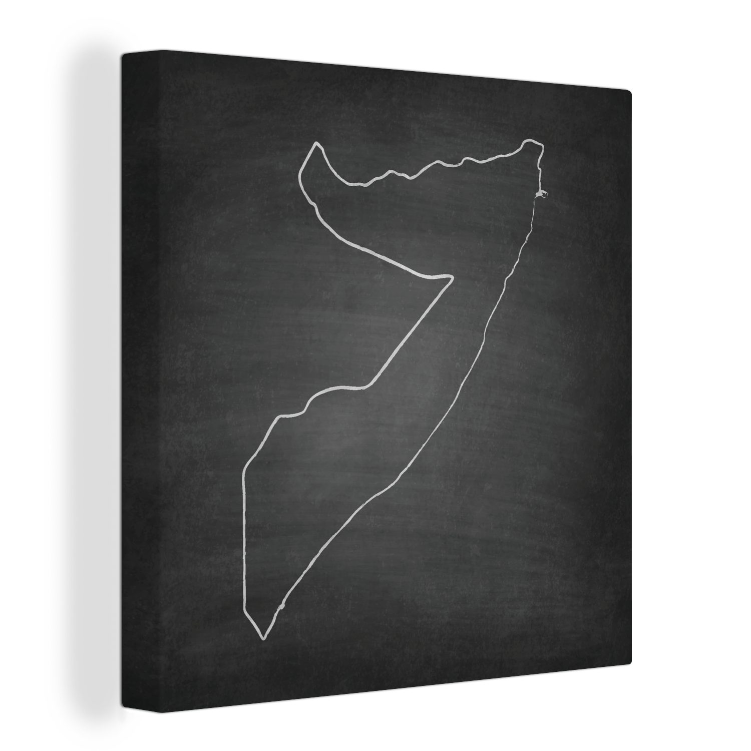 OneMillionCanvasses® Leinwandbild Eine schwarz-weiße Illustration von Somalia auf einer Kreidetafel, (1 St), Leinwand Bilder für Wohnzimmer Schlafzimmer