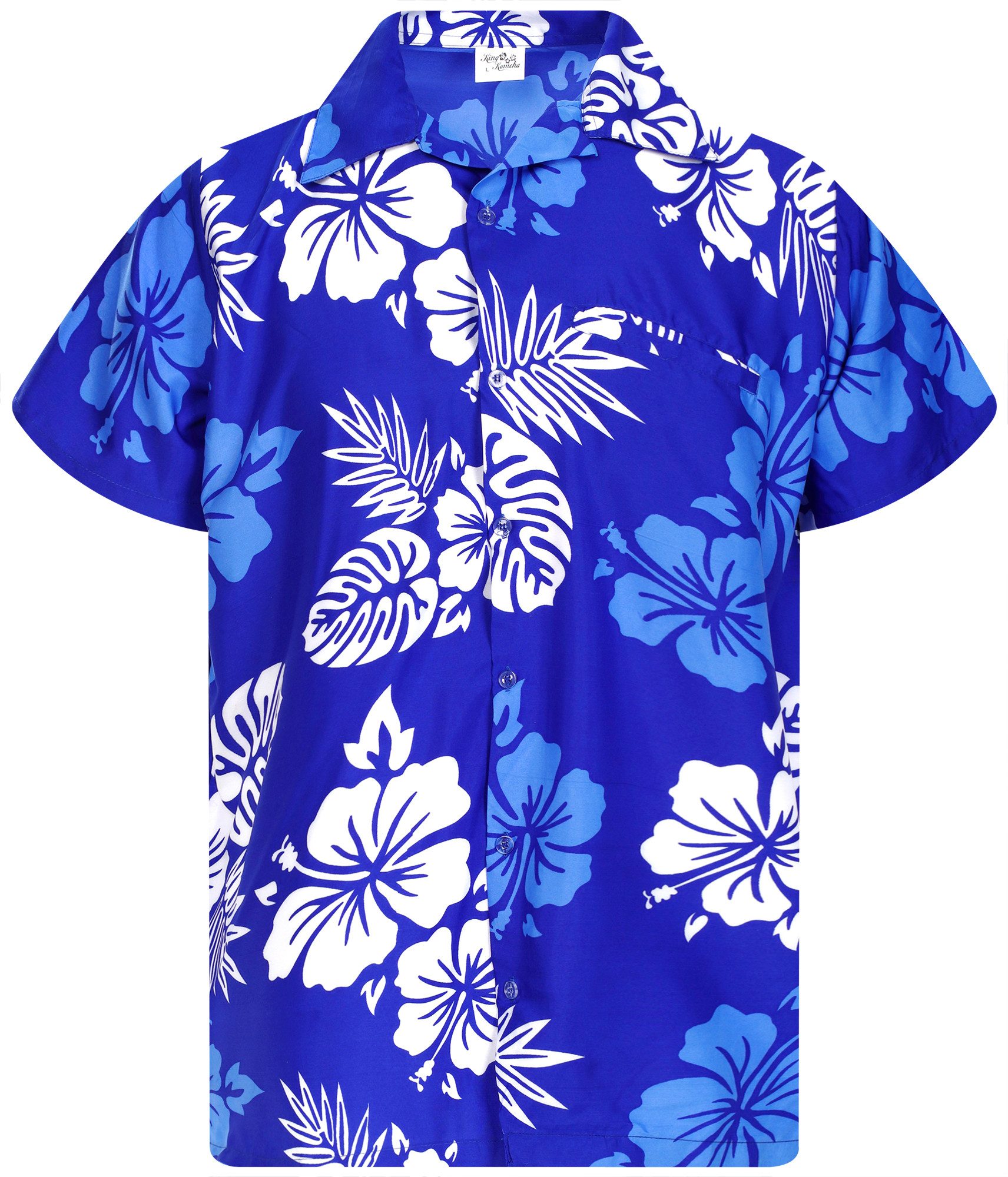 King Kameha Hawaiihemd "Mono Hibiscus" Funky Hawaii-Hemd Herren Kurzarm Front-Tasche Stylish