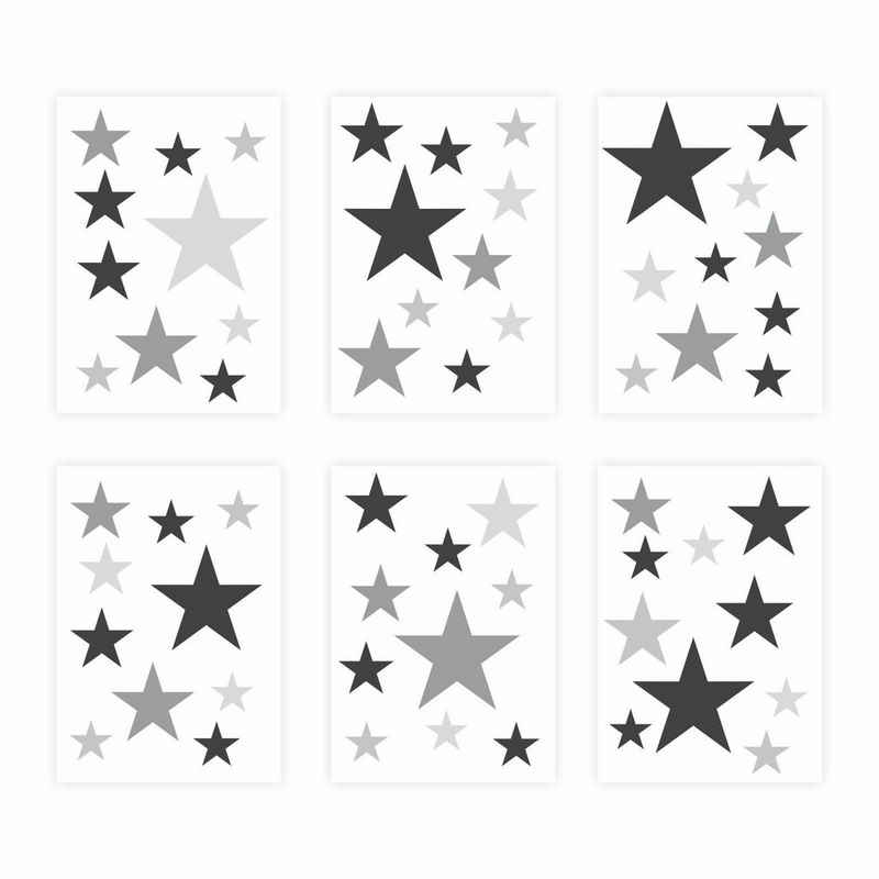 nikima Wandtattoo 129-5 Sterne-Set schwarz-grau (PVC-Folie), 60 Stück