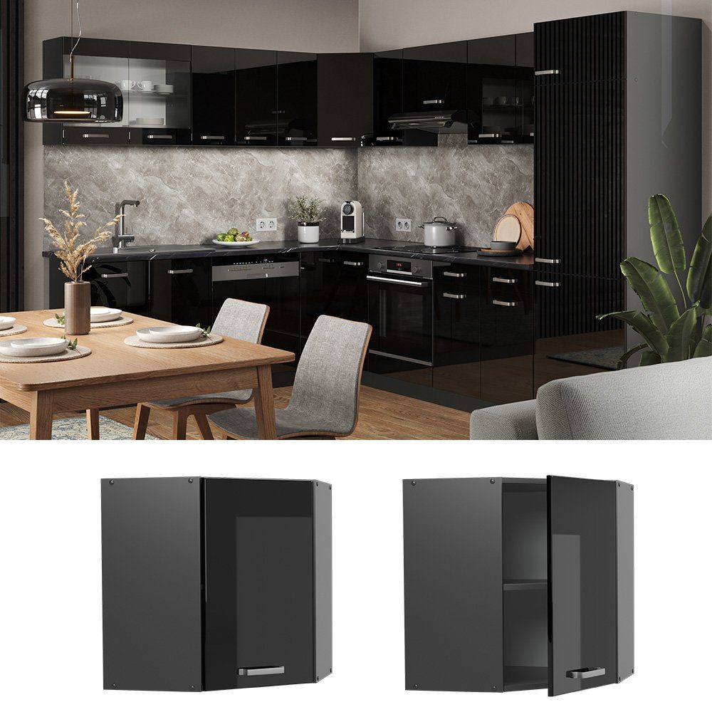 Vicco Eckhängeschrank R-Line, Schwarz Hochglanz/Anthrazit, 57 günstig online kaufen