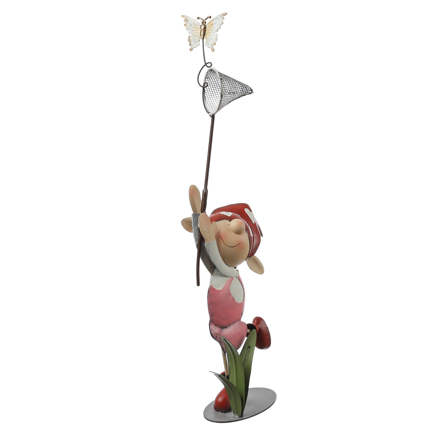 MARELIDA Gartenfigur Dekofigur Mädchen Lili mit Schmetterlingsfänger Gartendeko Statue 50cm, (12 St)
