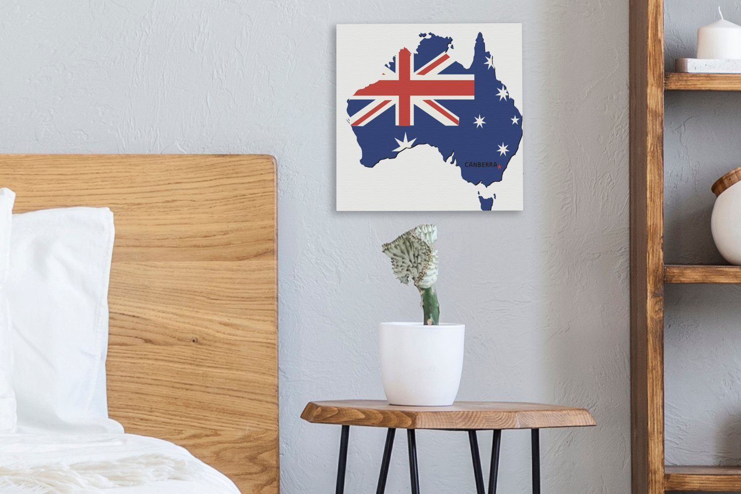 für Illustration und Bilder Eine mit Australien der Farben, (1 Schlafzimmer Leinwand OneMillionCanvasses® Karte Canberra Wohnzimmer Leinwandbild von St), den