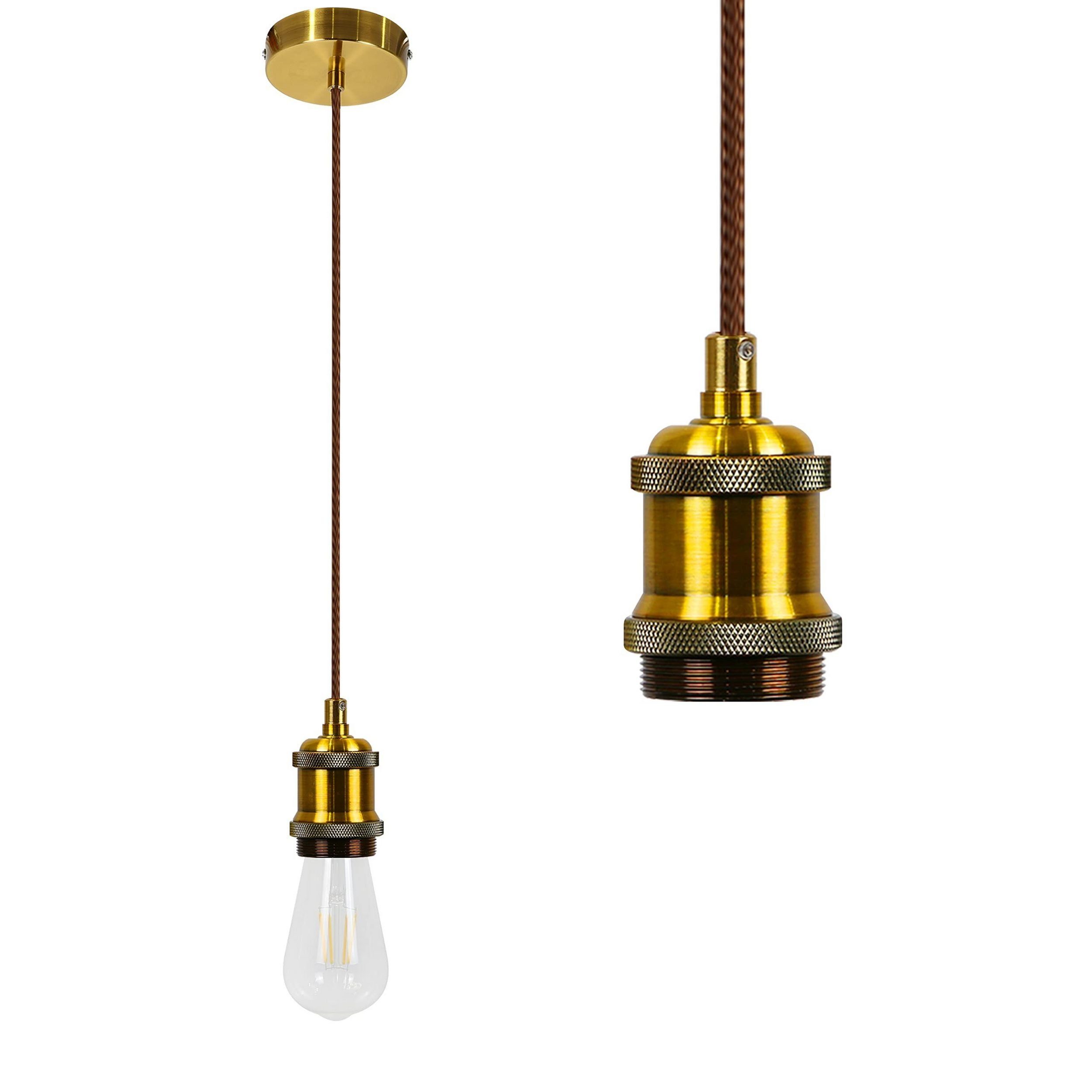Nettlife Lampenfassung E27 mit Gold Vintage Schnurpendel 1.3M Edison Kabel Hängefassung