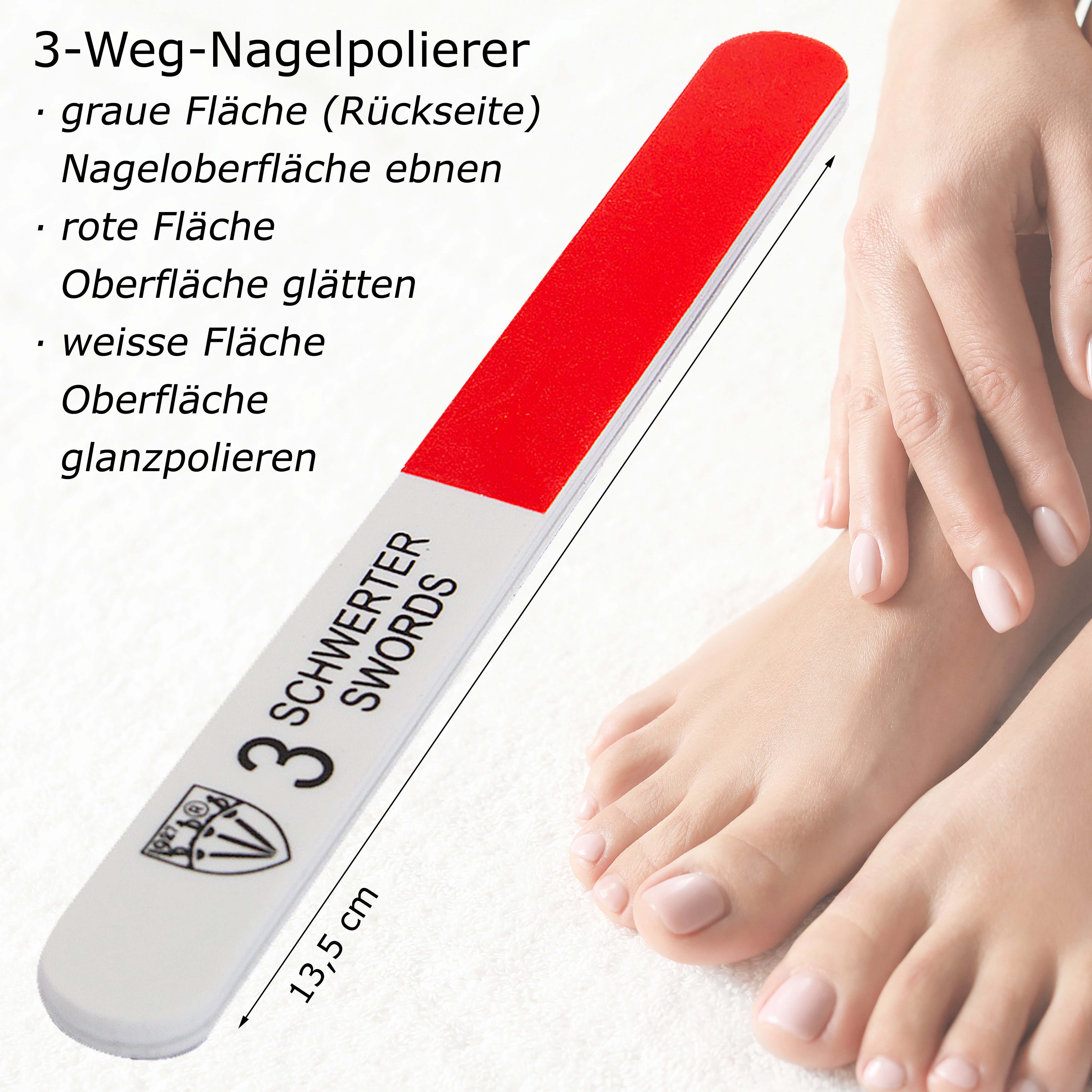 3 SCHWERTER Saphir-Nagelfeile Nagelpflege, Maniküre Set mit Nagelfeilen und -Polierer, 3-tlg., professionelles Set für Naturnägel & Gelnägel, Made in Germany