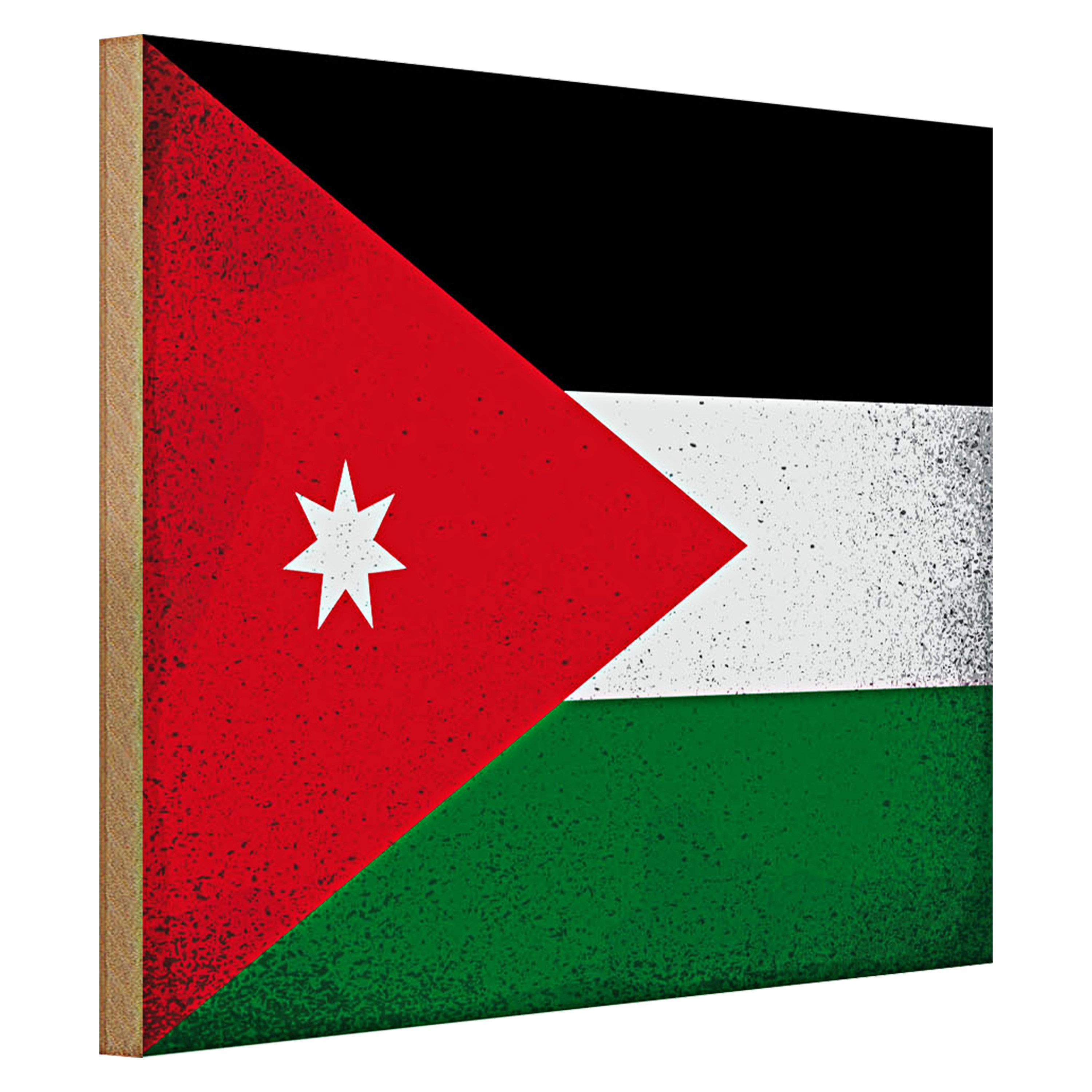 Roomando Holzbild Flagge Jordanien 40x30cm Flag of Jordan Vintage