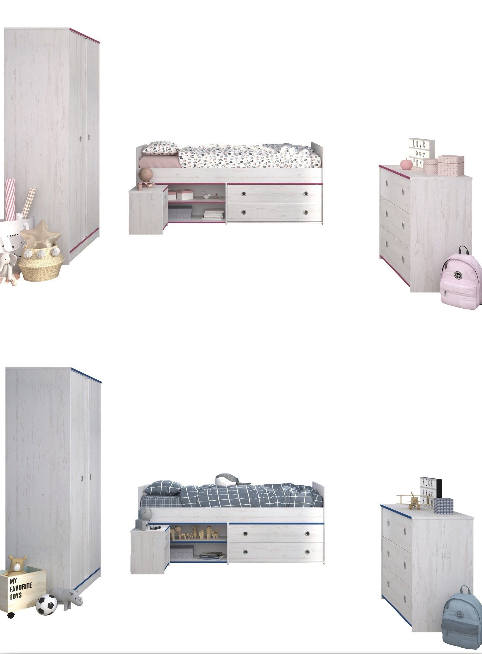 Faizee Möbel Jugendzimmer-Set Kinderzimmer Smoozy 21 Parisot Jugendzimmer 4 günstig online kaufen