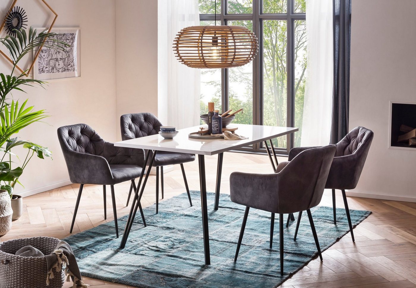 HELA Essgruppe Jenn, (5-tlg), Tisch Hochglanz, 4 Stühle BESTSELLER, Esszimmer Gruppe