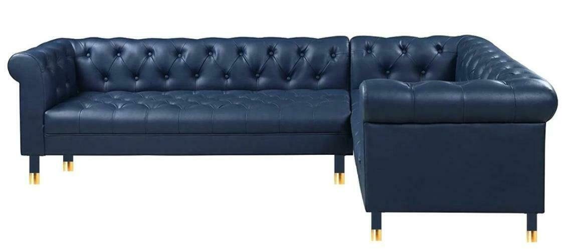 JVmoebel Ecksofa Weiße Wohnlandschaft Ecksofa Sofa Couch Eckgarnitur Sofa, Made in Europe Blau
