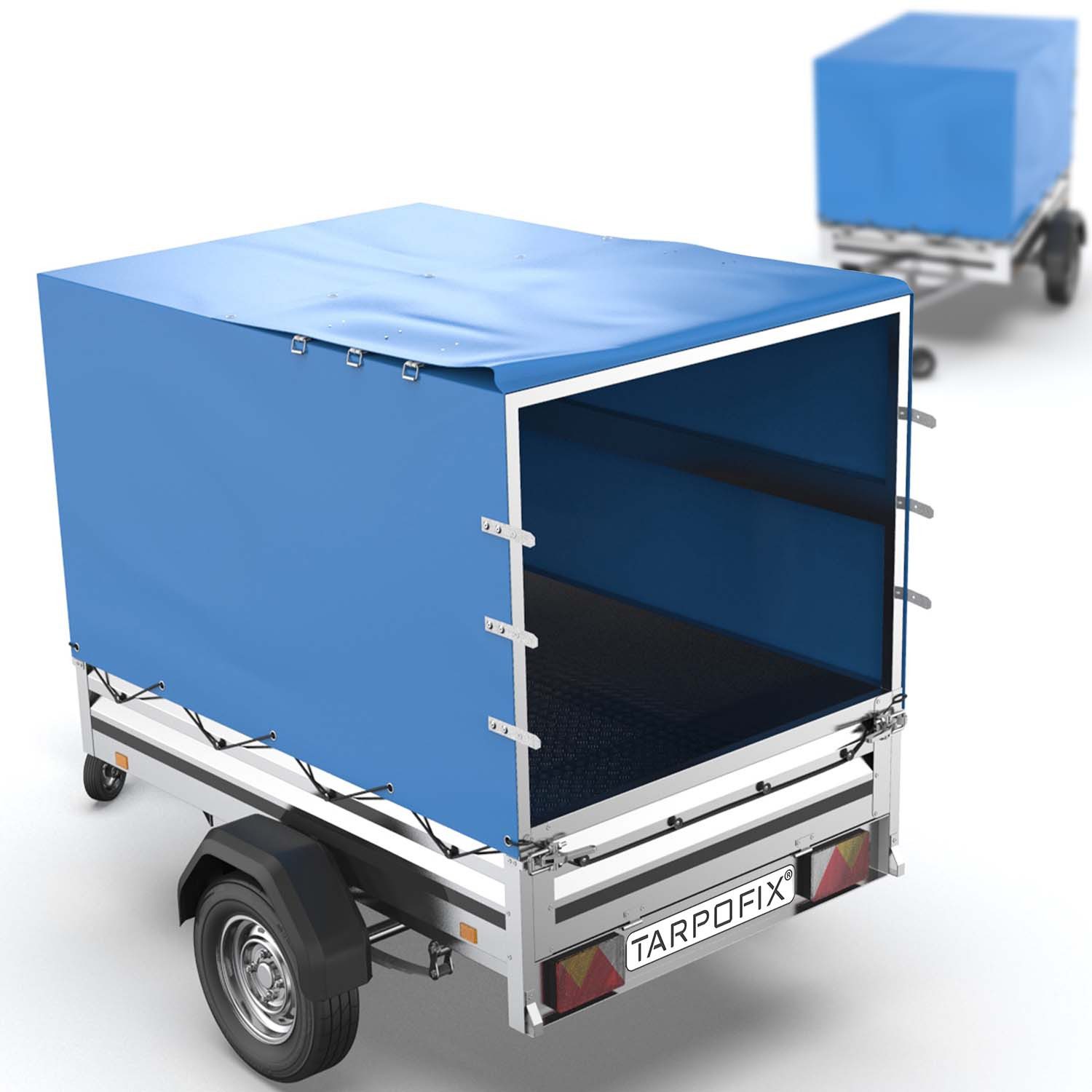 Tarpofix® Schutzplane Anhänger Hochplane wasserdicht PVC Abdeckplane 750kg, Anhänger Hochplane 258x135x120 cm