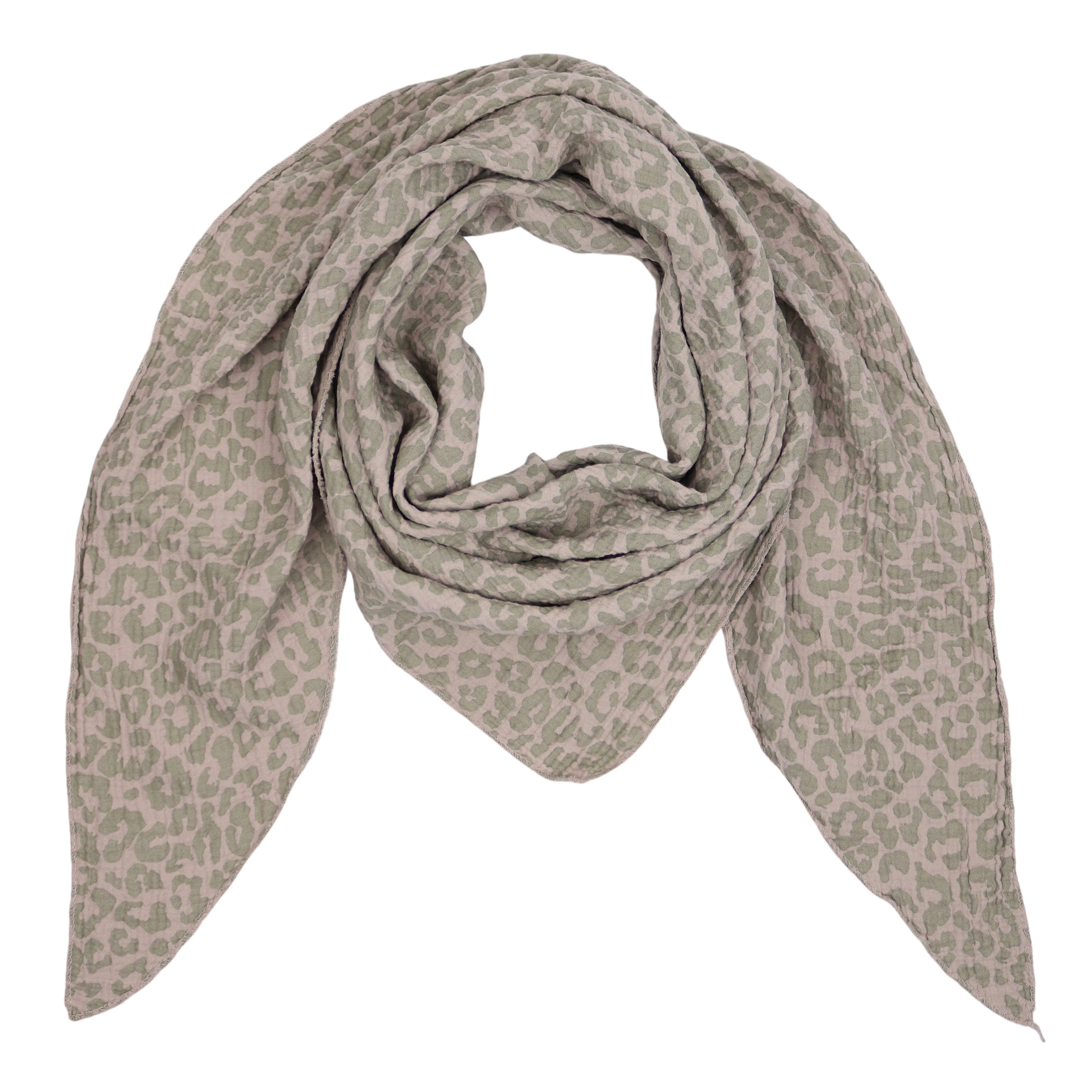 MIRROSI Dreieckstuch Aus Musellin Dreiecksschal ca.200x80 cm, Made in Italy, (Leicht ideal für das ganze Jahr, 100% Baumwolle), in tollen Farben (Leo Muster oder Unifarben)