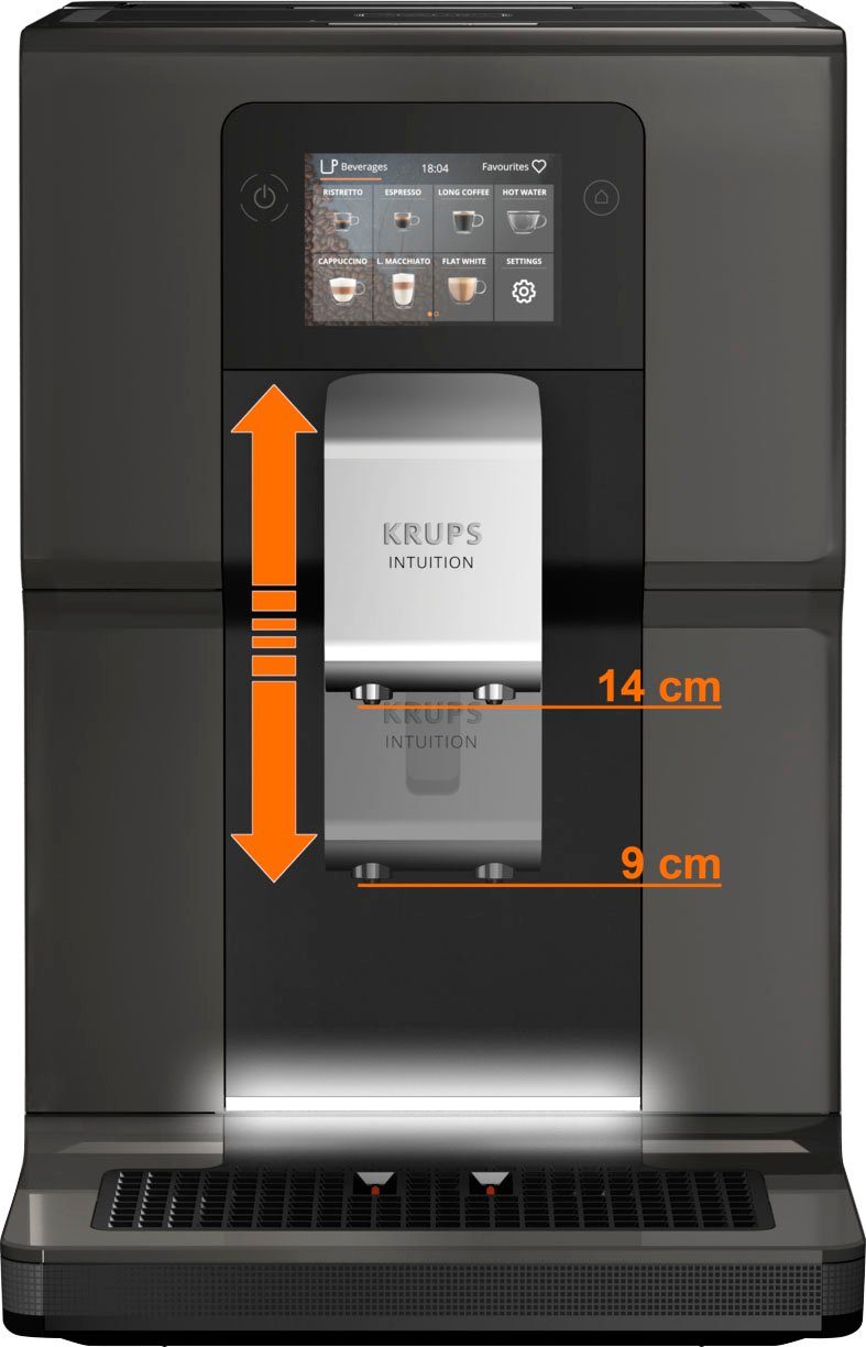 Krups Kaffeevollautomat EA872B Intuition Preference, 3,5"-Farb-Touchscreen, intuitive farbige Lichtanzeigen