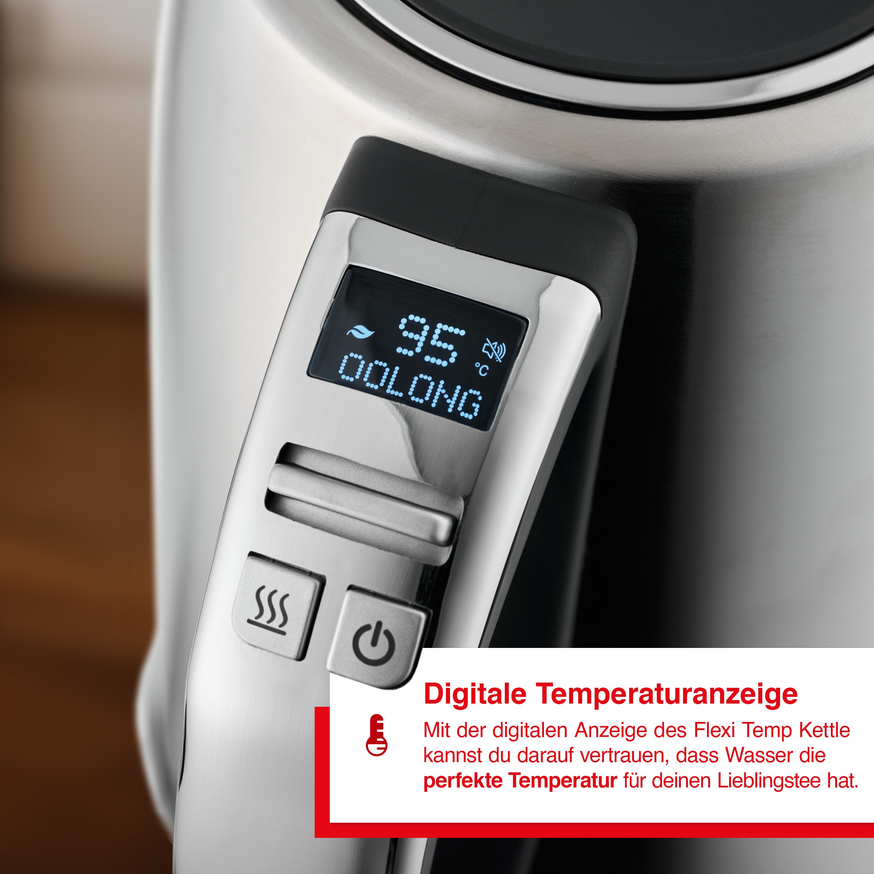 SOLIS OF SWITZERLAND Wasserkocher Flexi Temp Kettle(Typ 5519), 1,8 l, 2200 W, Digitaler Wasserkocher, Edelstahl