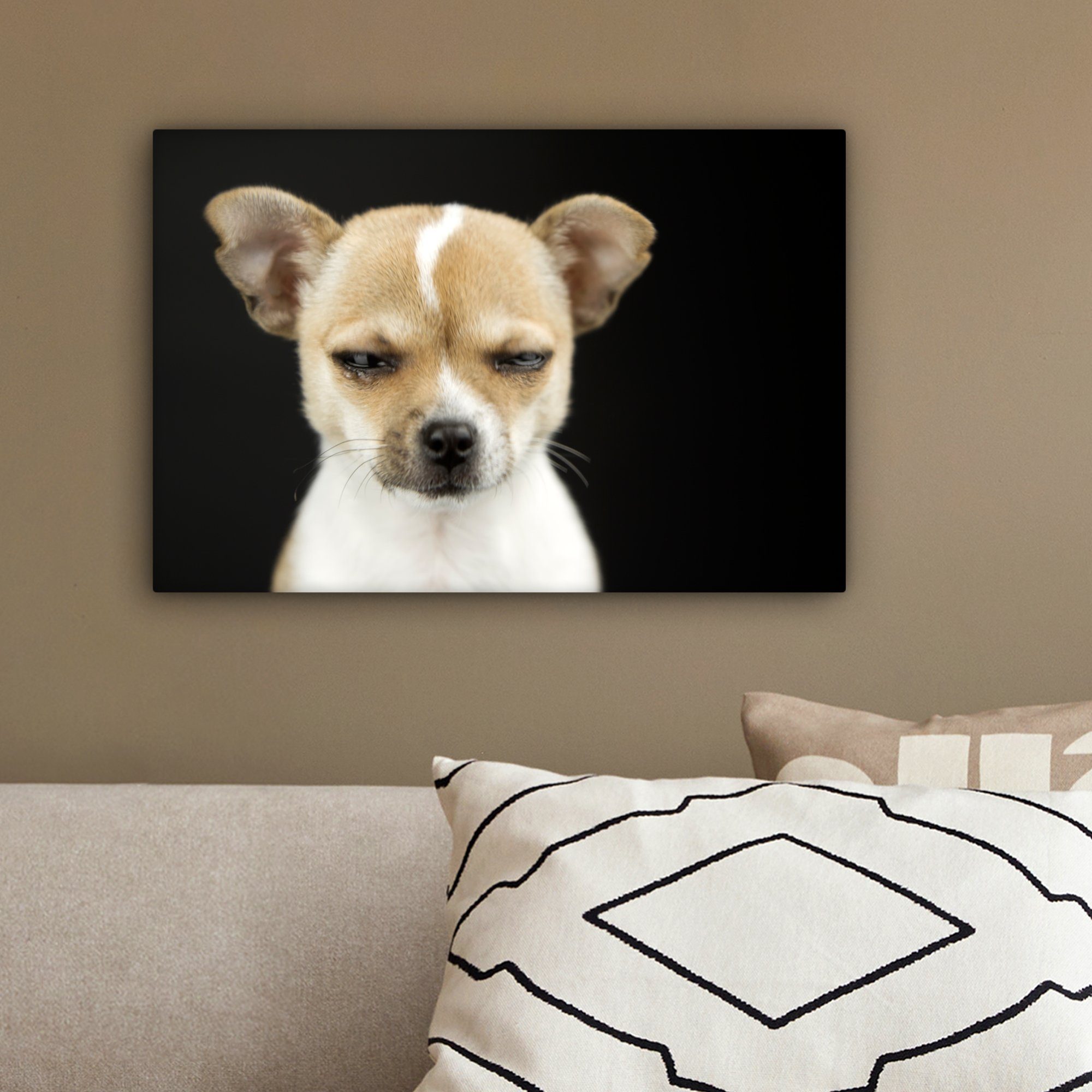 St), Wanddeko, (1 30x20 cm - Leinwandbild OneMillionCanvasses® Aufhängefertig, Leinwandbilder, Haustiere - Hund Porträt, Wandbild