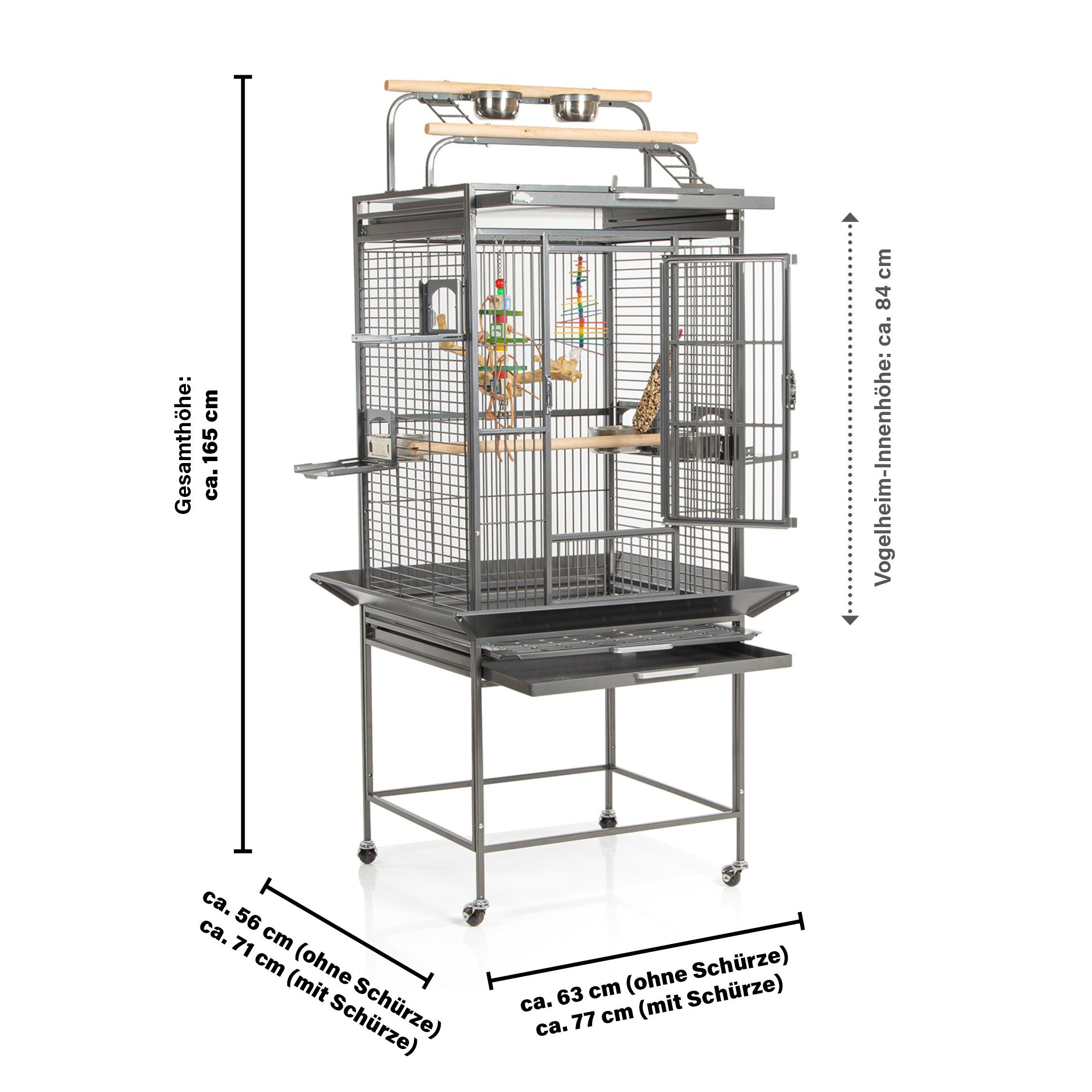 Montana Cages Vogelkäfig Finca Play - Antik, ca. 77 x 71 x 165 cm
