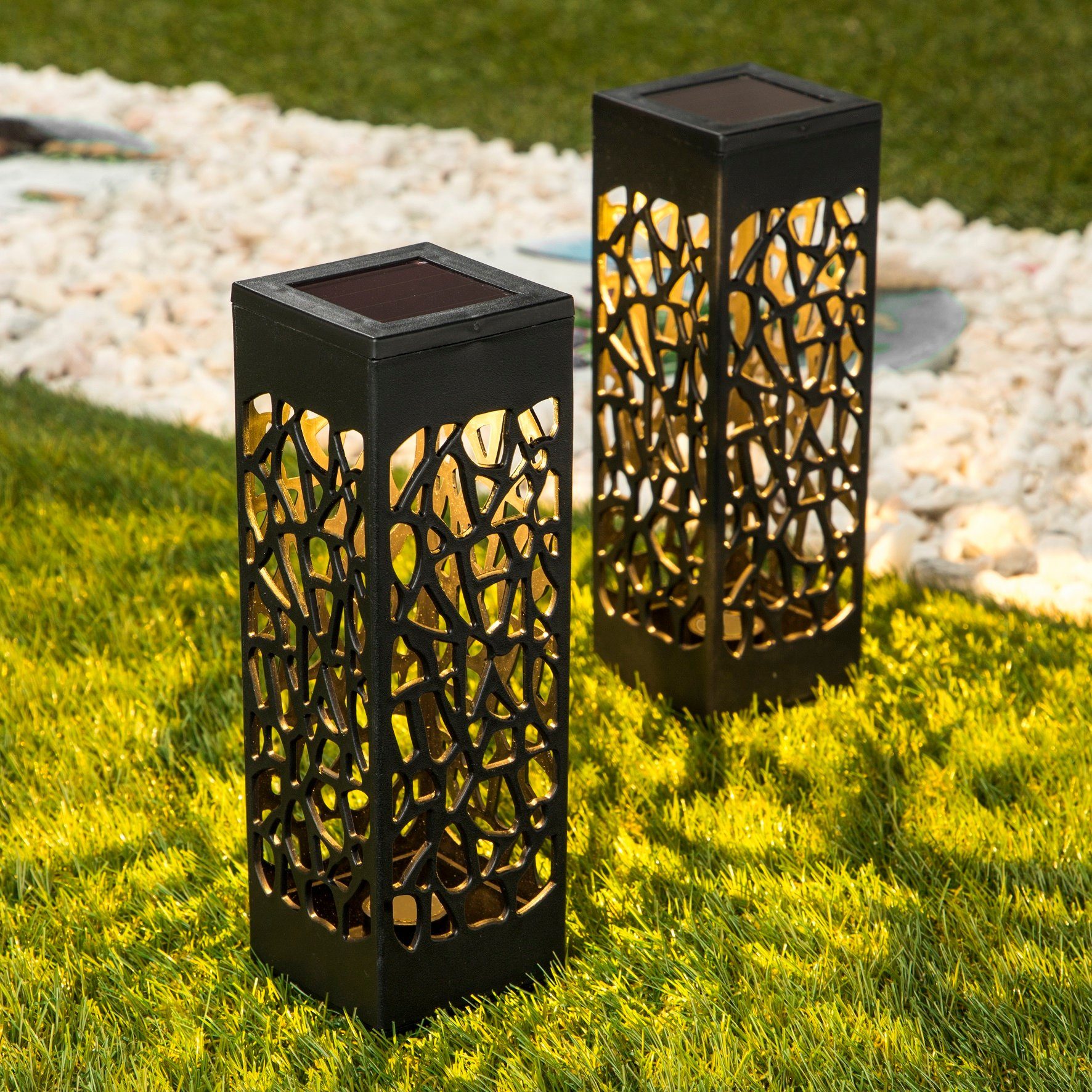 GartenHero LED Solarleuchte LED Solarlampe Schattenwurf Wegeleuchte Laterne Gartenlampe, LED fest integriert, warmweiß