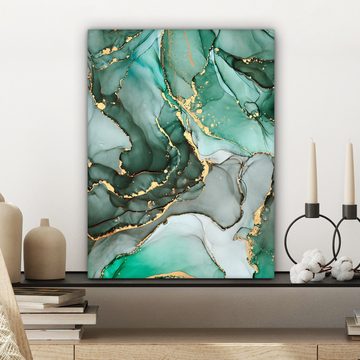 OneMillionCanvasses® Leinwandbild Gold - Marmor - Grün - Luxus - Marmoroptik - Grau, Grün, Gold (1 St), Leinwand Bilder für Wohnzimmer Schlafzimmer 30x40 cm