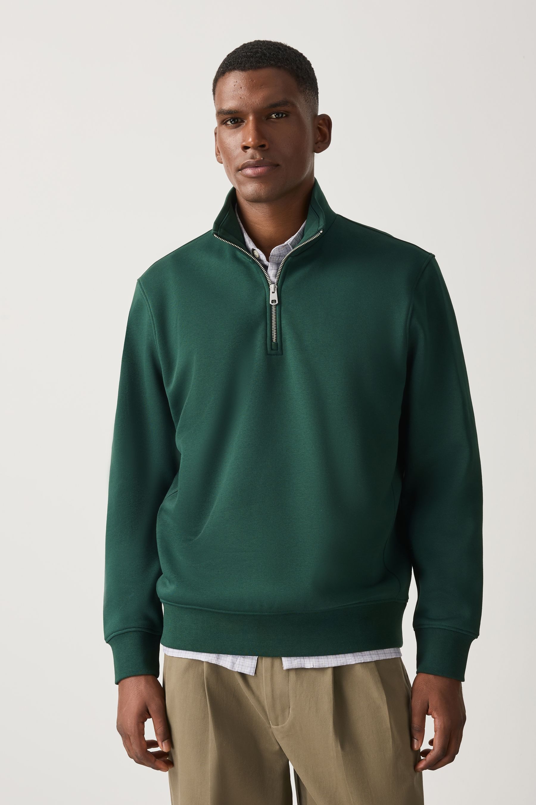 Next Sweater Sweatshirt mit 1/4-Reißverschluss und Baumwolle (1-tlg)