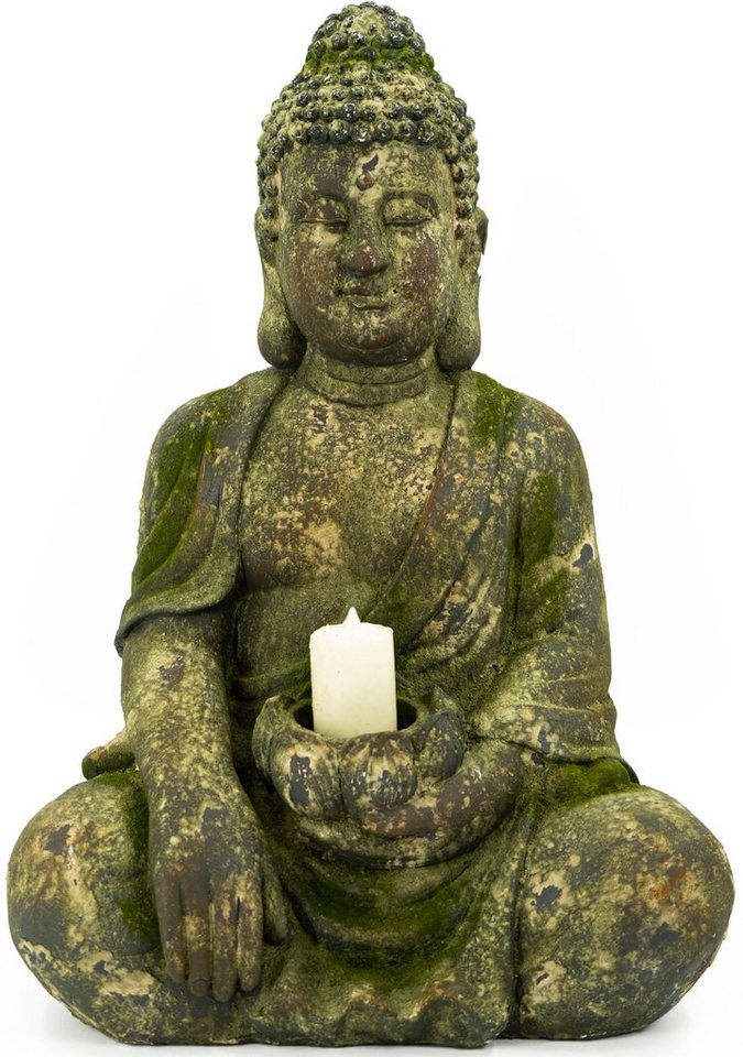 NOOR LIVING Buddhafigur »Buddha, sitzend mit Kerzenhalter« (1 Stück)-HomeTrends