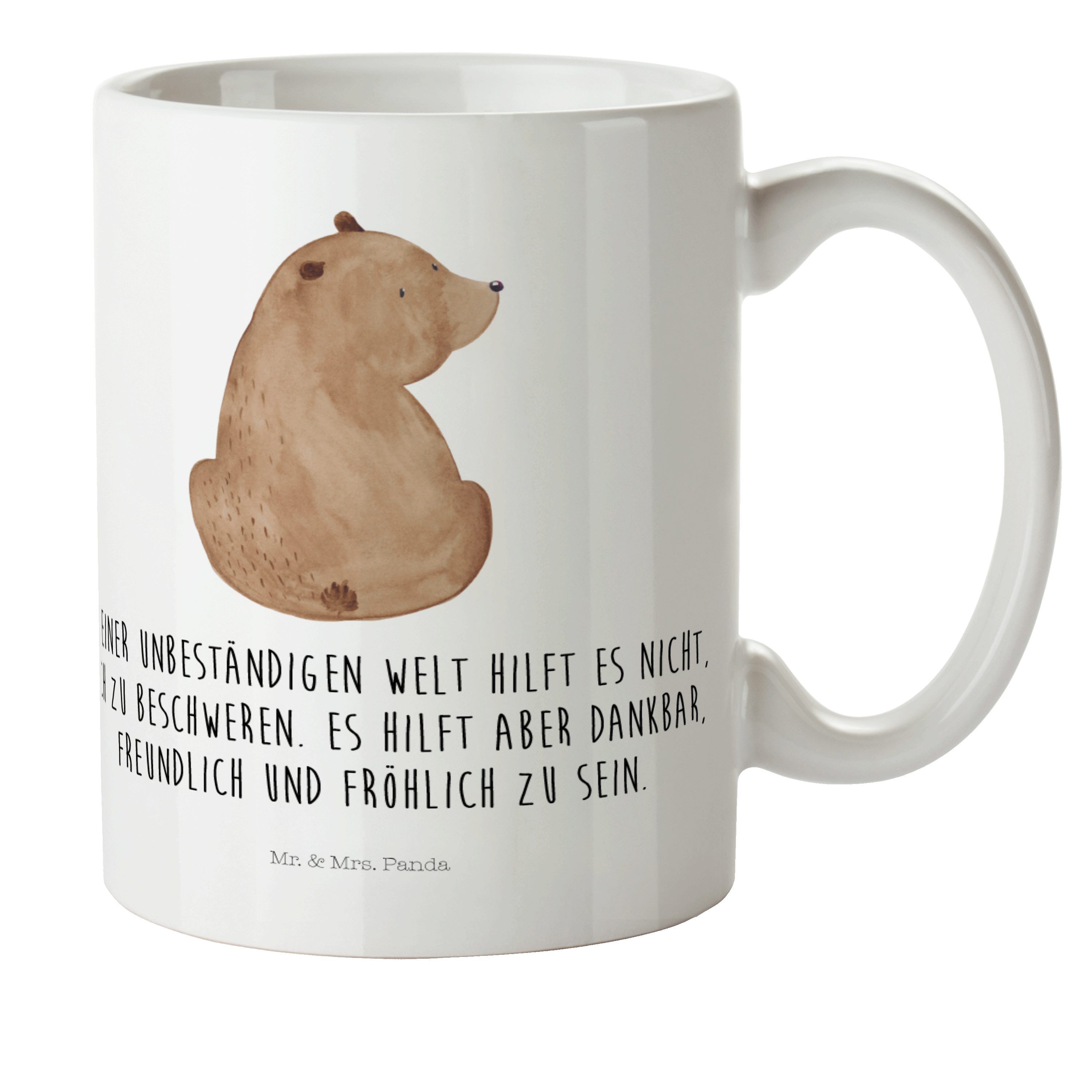 - Kaffeetasse, Geschenk, Mr. - Mrs. Panda & Kinderbecher Kunststoff Outdoorge, Bär Weiß Schulterblick Teddybär,
