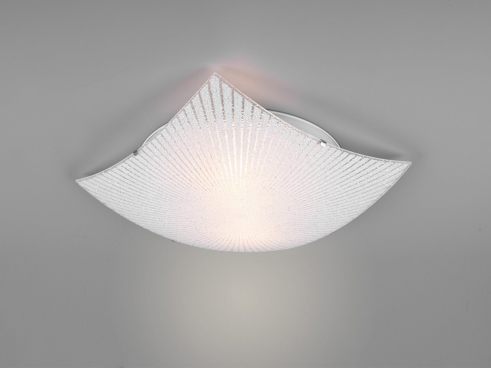 meineWunschleuchte LED Deckenleuchte, LED wechselbar, Warmweiß, flache Lampenschirme Glas Design-klassiker Silber Weiß Dekor, Ø40cm