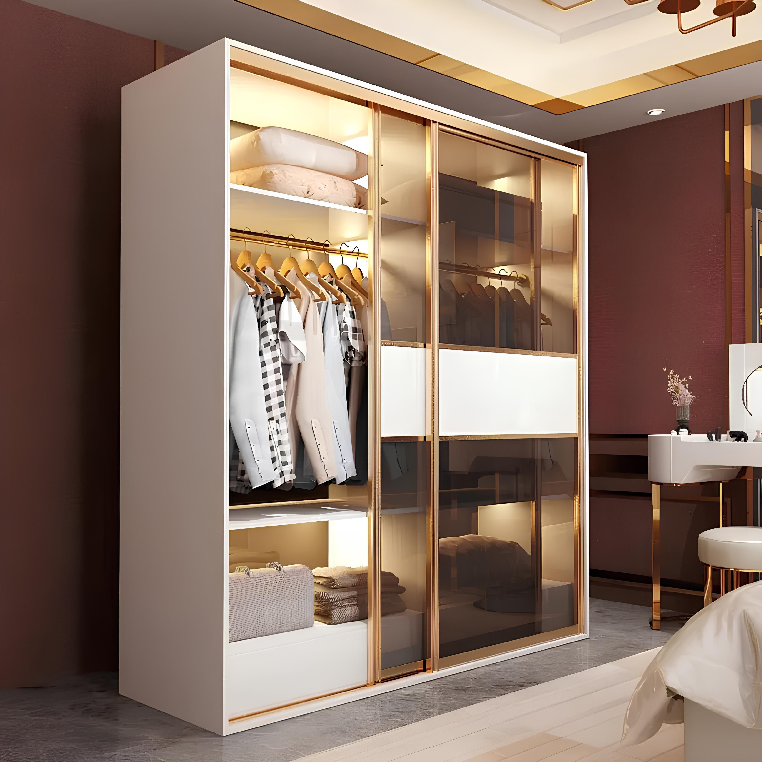 Xlmoebel Kleiderschrank Luxus Holzschrank mit eleganten Schwebetüren (1-St., Kleiderschrank) Hergestellt in Europa