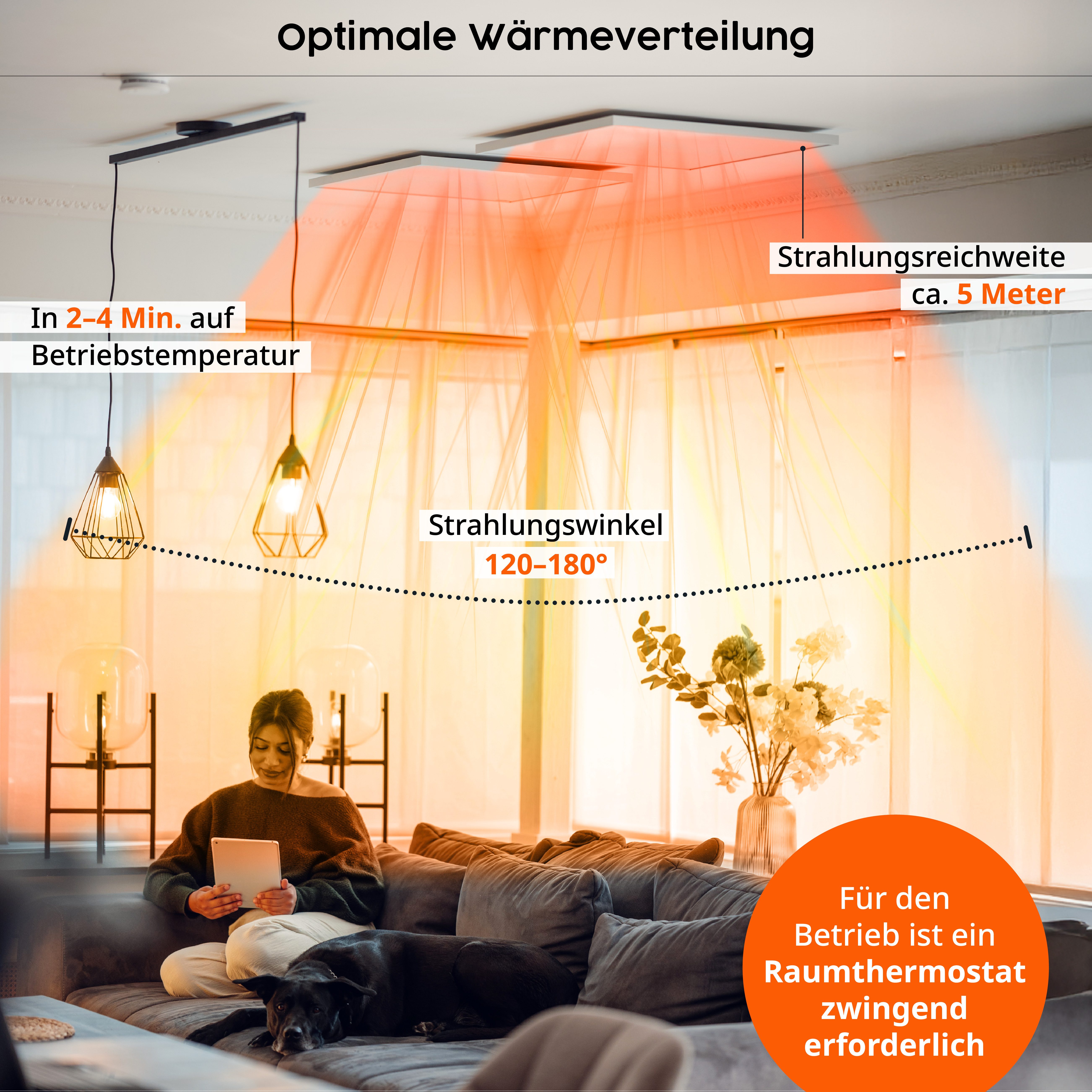 Könighaus Infrarotheizung Könighaus Deckenheizung M-Serie mit Raumthermostat, hohe Effizienz, Made in Germany, sehr angenehme Strahlungswärme – Bild 2 von 5