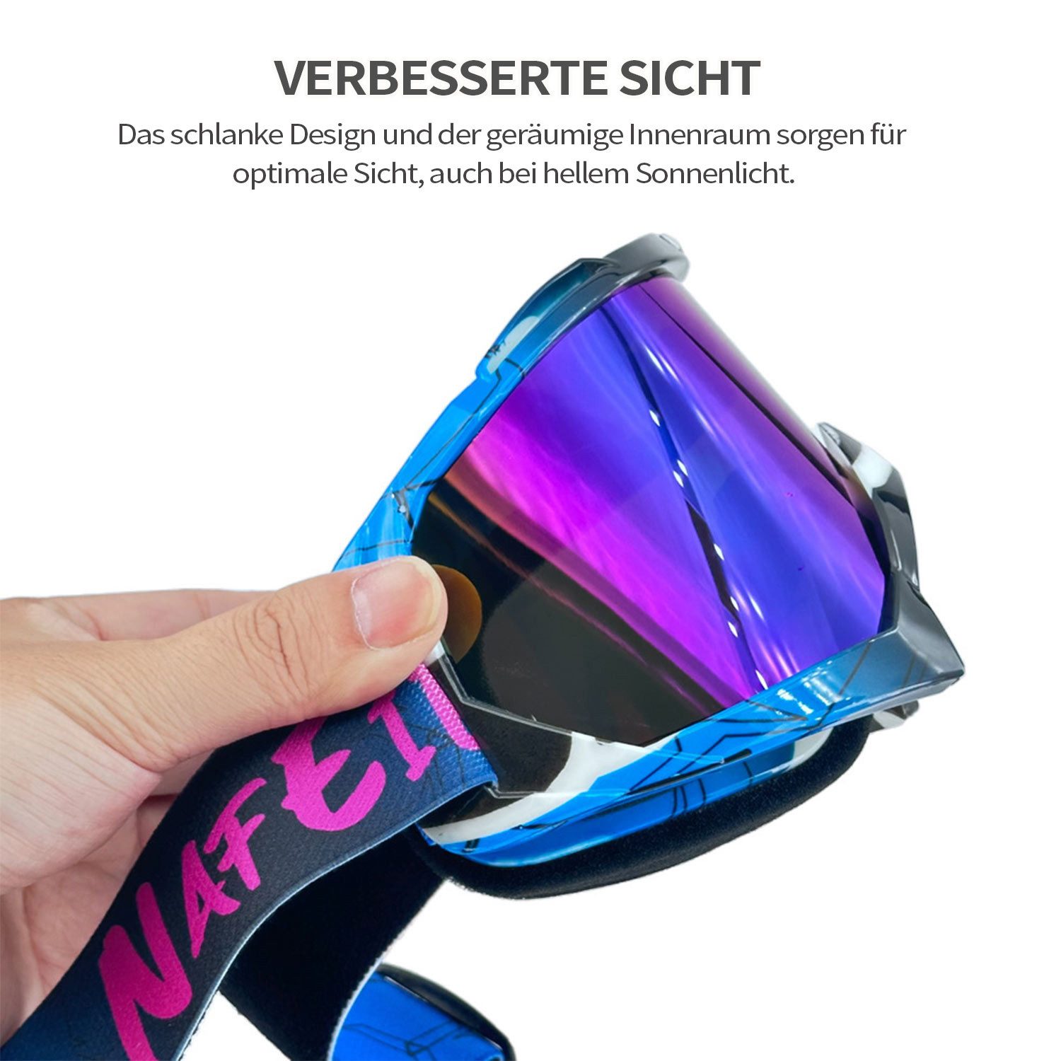 Refttenw Skibrille Einstellbar Motorradbrille,Skibrille,UV Schutzbrille,Sportbrille