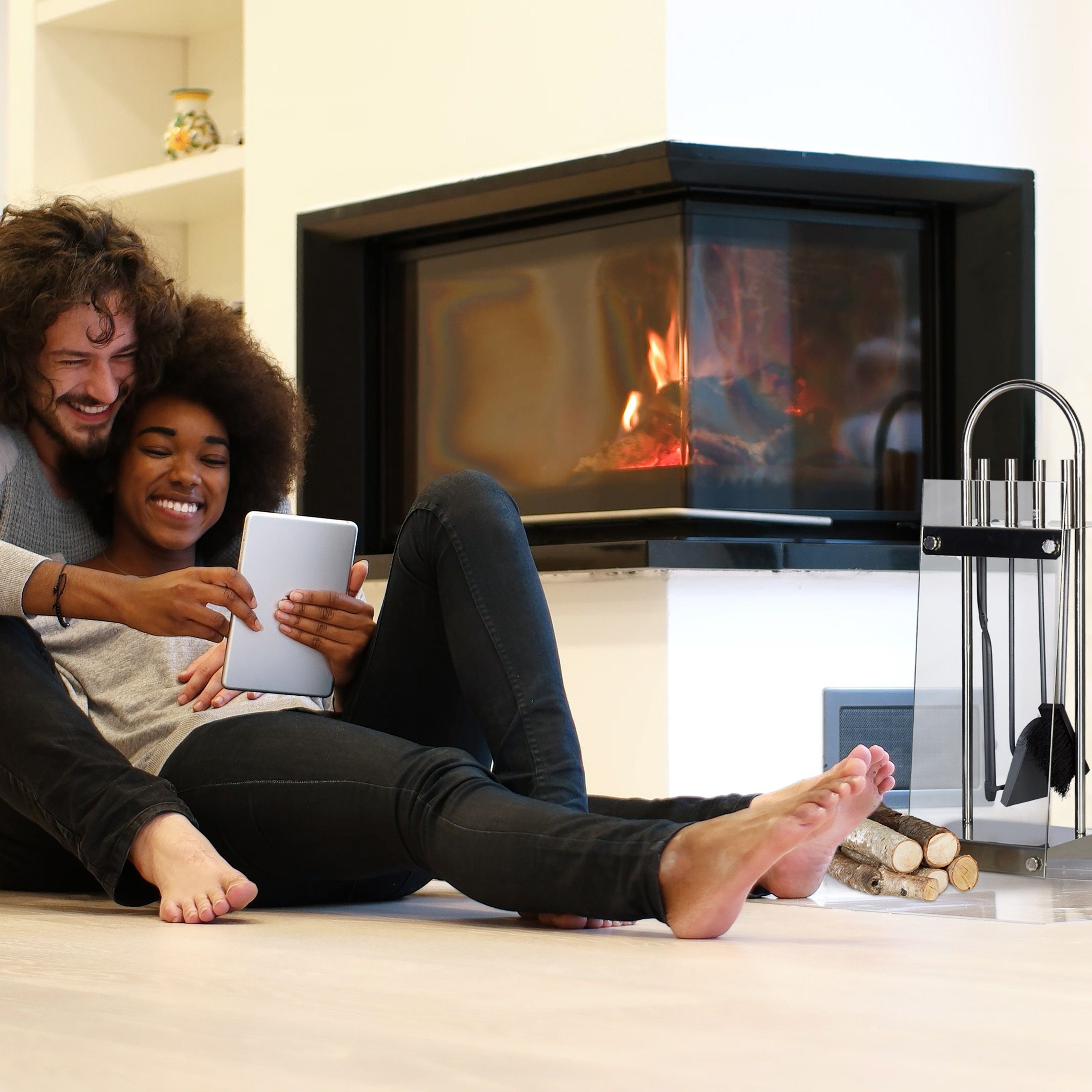 relaxdays Kamingarnitur Kaminbesteck Edelstahl modern 5 teilig