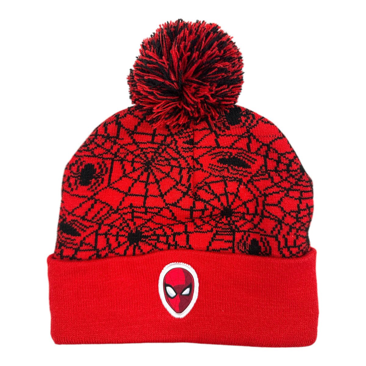 MARVEL Bommelmütze Spiderman Kinder Winter Set Mütze plus Handschuhe Kindermütze Gr. 52 bis 54