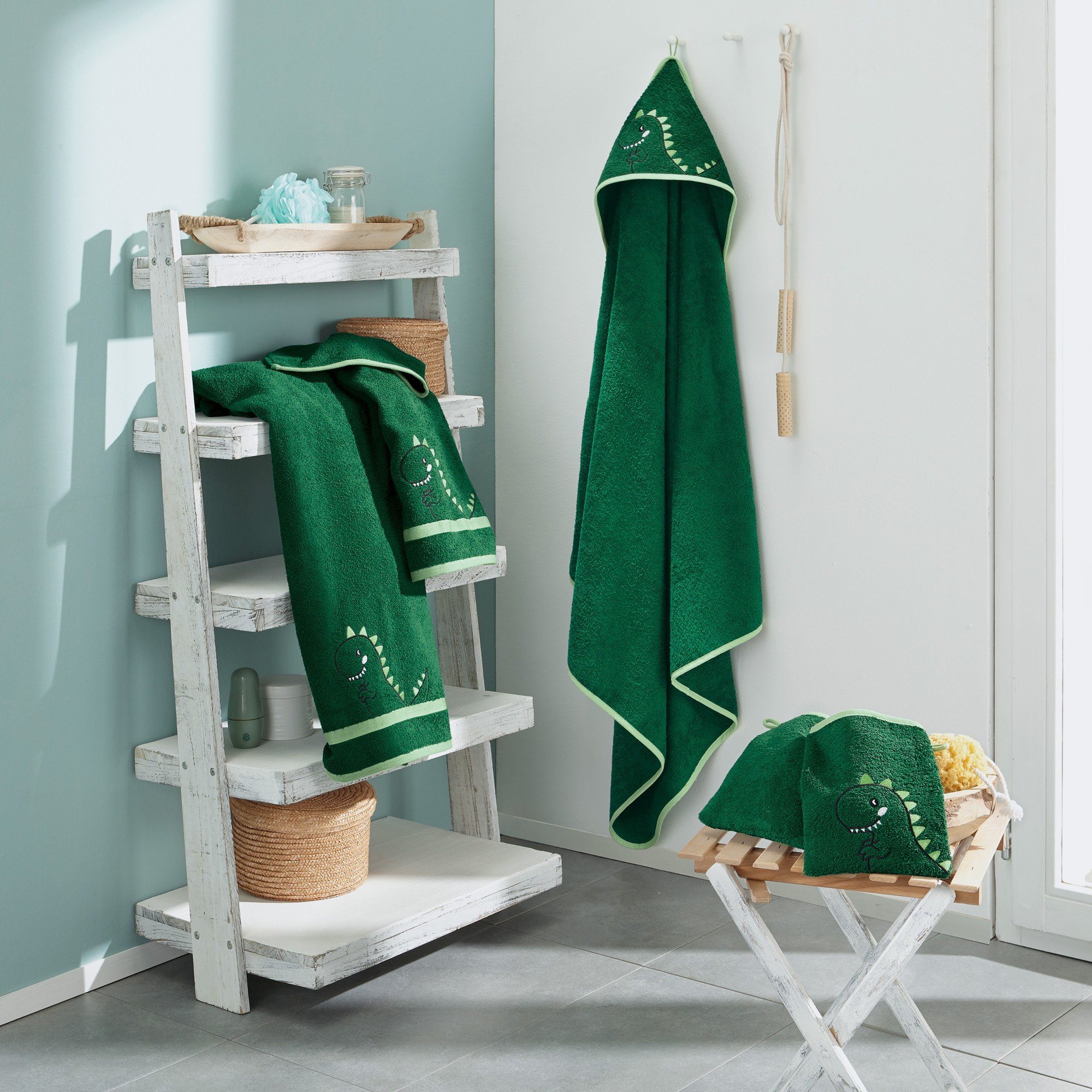 Erwin Müller Kapuzenhandtuch Kapuzenbadetuch "Dino", Frottier, Walk-Frottier Tiermotiv