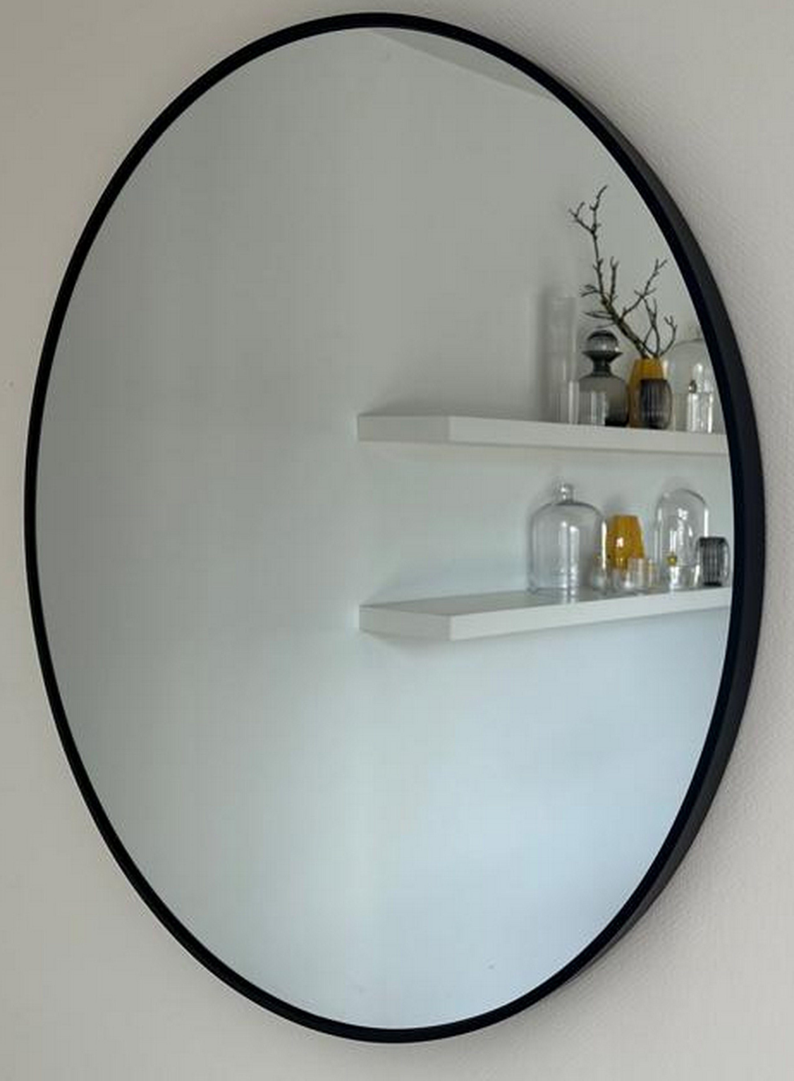 Deko-Werk 24 Rahmenspiegel-rund Spiegel Ida rund Wandspiegel mit Alurahmen  Mirror, Rahmenfarbe schwarz