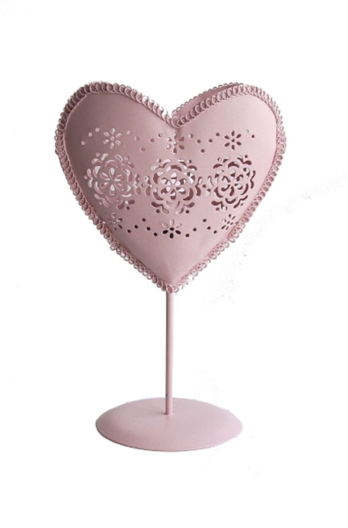 elbmöbel Teelichthalter Kerzenhalter Metall herz rosa, Teelichthalter: 15x23x10 cm romantic roses rosa