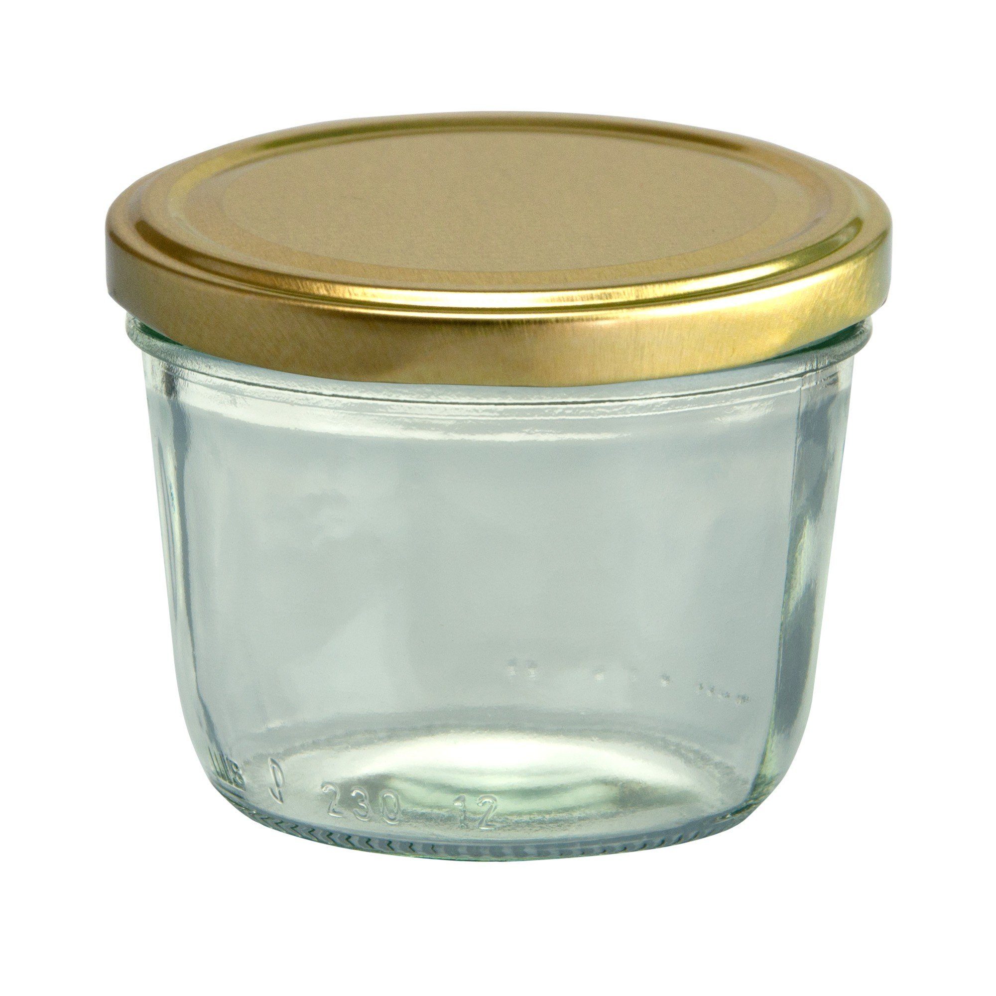 MamboCat Glas 82 Set goldener 230 Einmachglas ml Marmeladenglas Sturzglas To Deckel, 75er