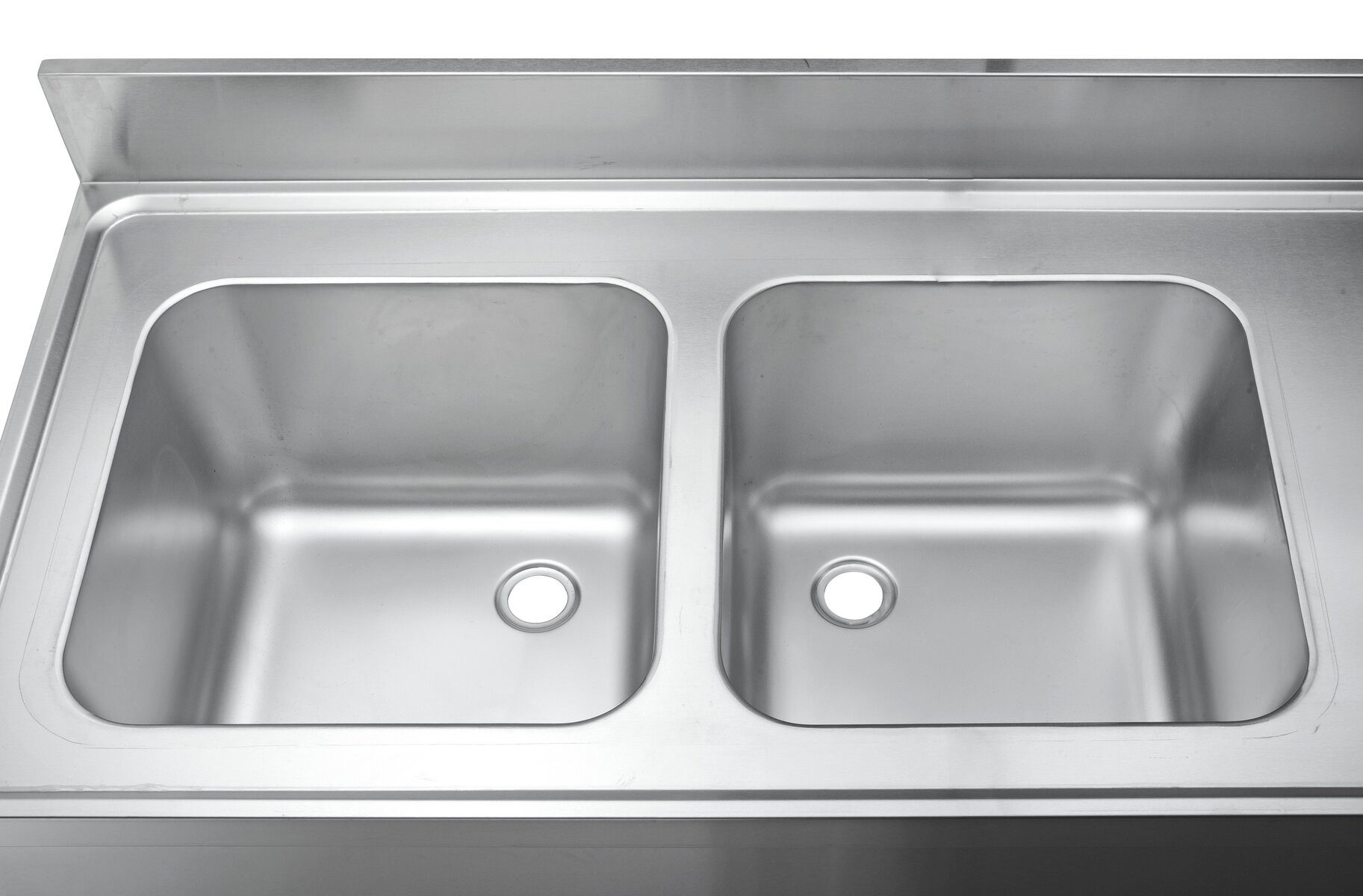 GastroHero Arbeitstisch Spülbecken Edelstahl Gastro 160 cm 2 Becken links Ablage
