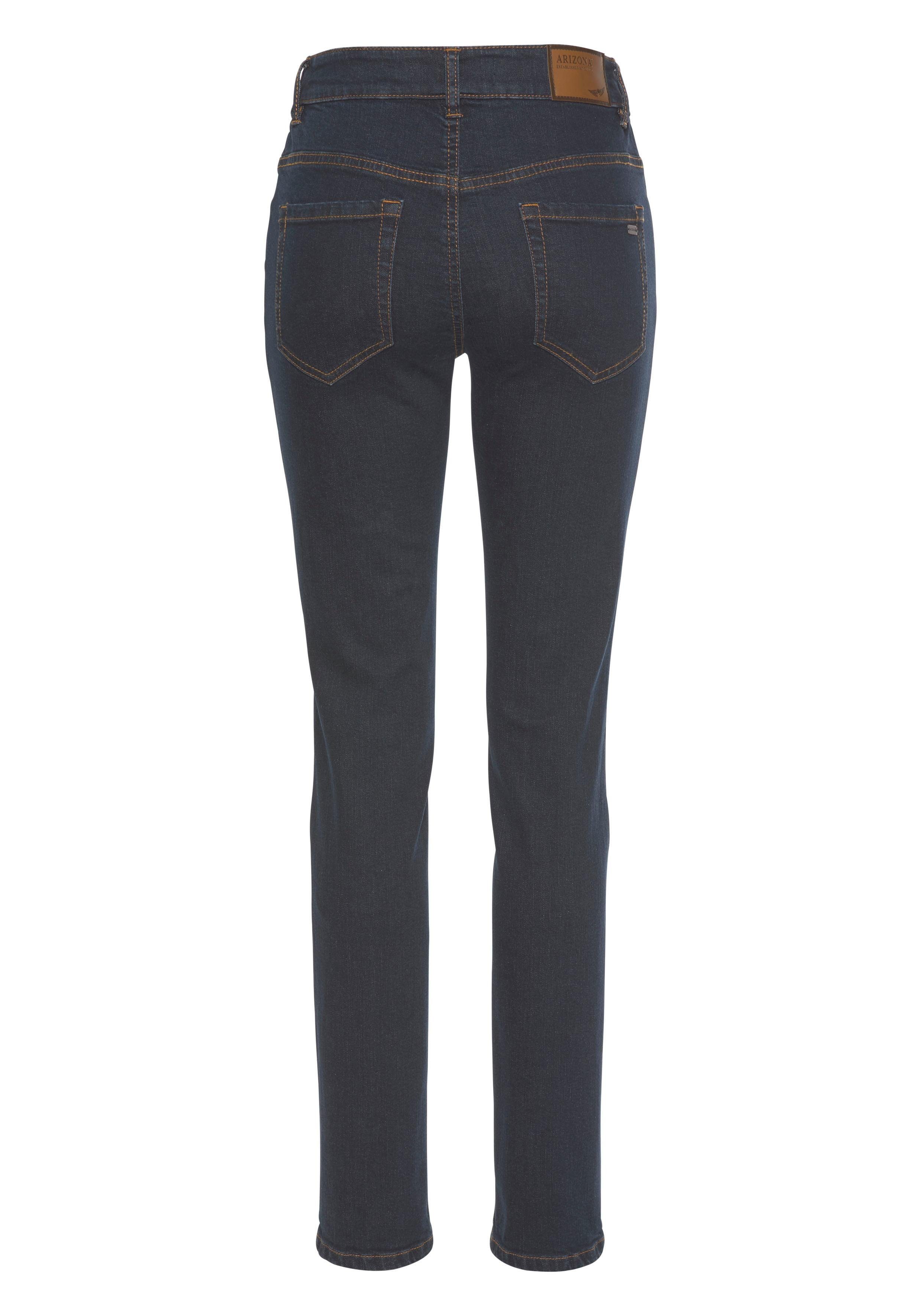 Arizona Slim-fit-Jeans Gummizugeinsatz Waist seitlichem mit rinsed High Bund