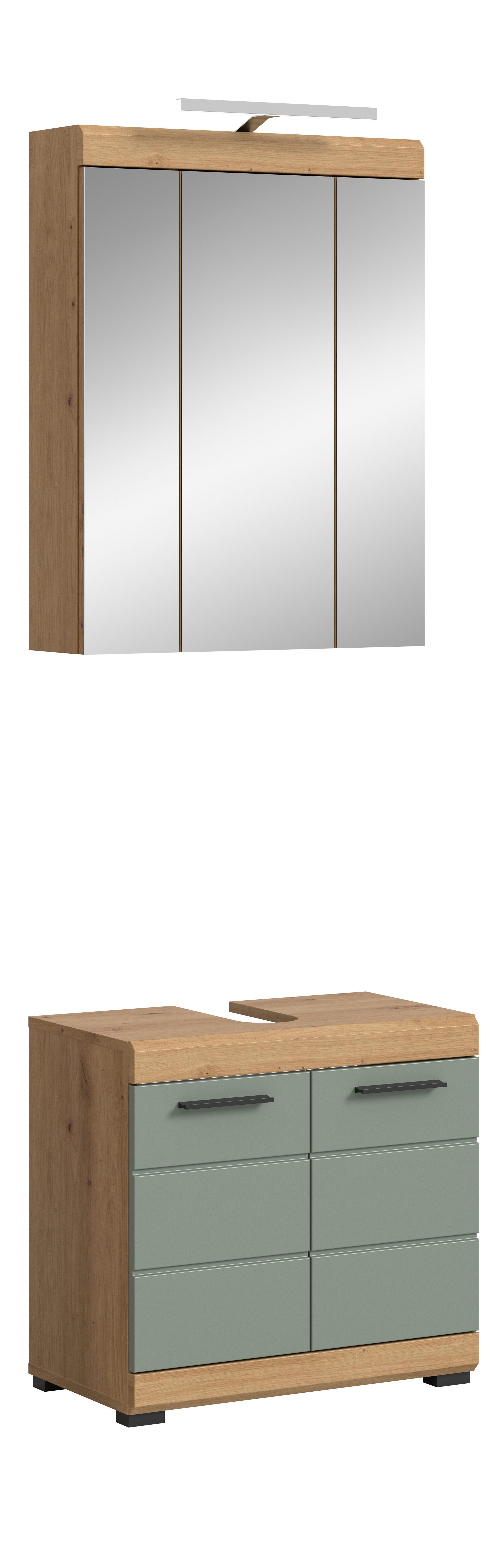 furnling Badmöbel-Set Scott, (2-St., LED-Spiegelschrank & Waschbeckenunters günstig online kaufen