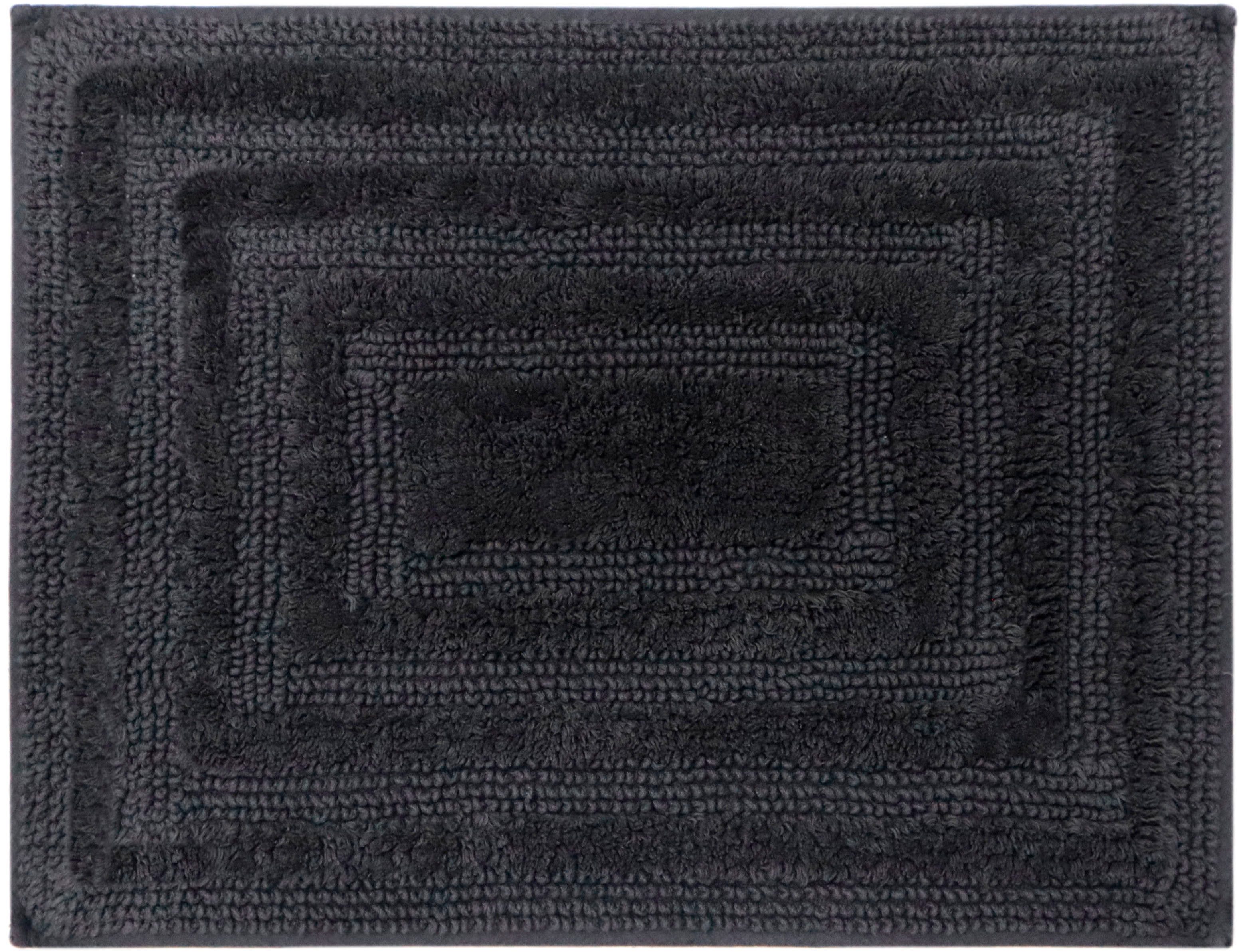 my home Badematte Inga, Rahmen, Badvorleger, Badezimmer Teppich, Höhe 18 mm, beidseitig nutzbar, fußbodenheizungsgeeignet, strapazierfähig, Baumwolle, rechteckig, 100% Baumwolle, Hoch-Tief-Effekt, weich, trocknergeeignet