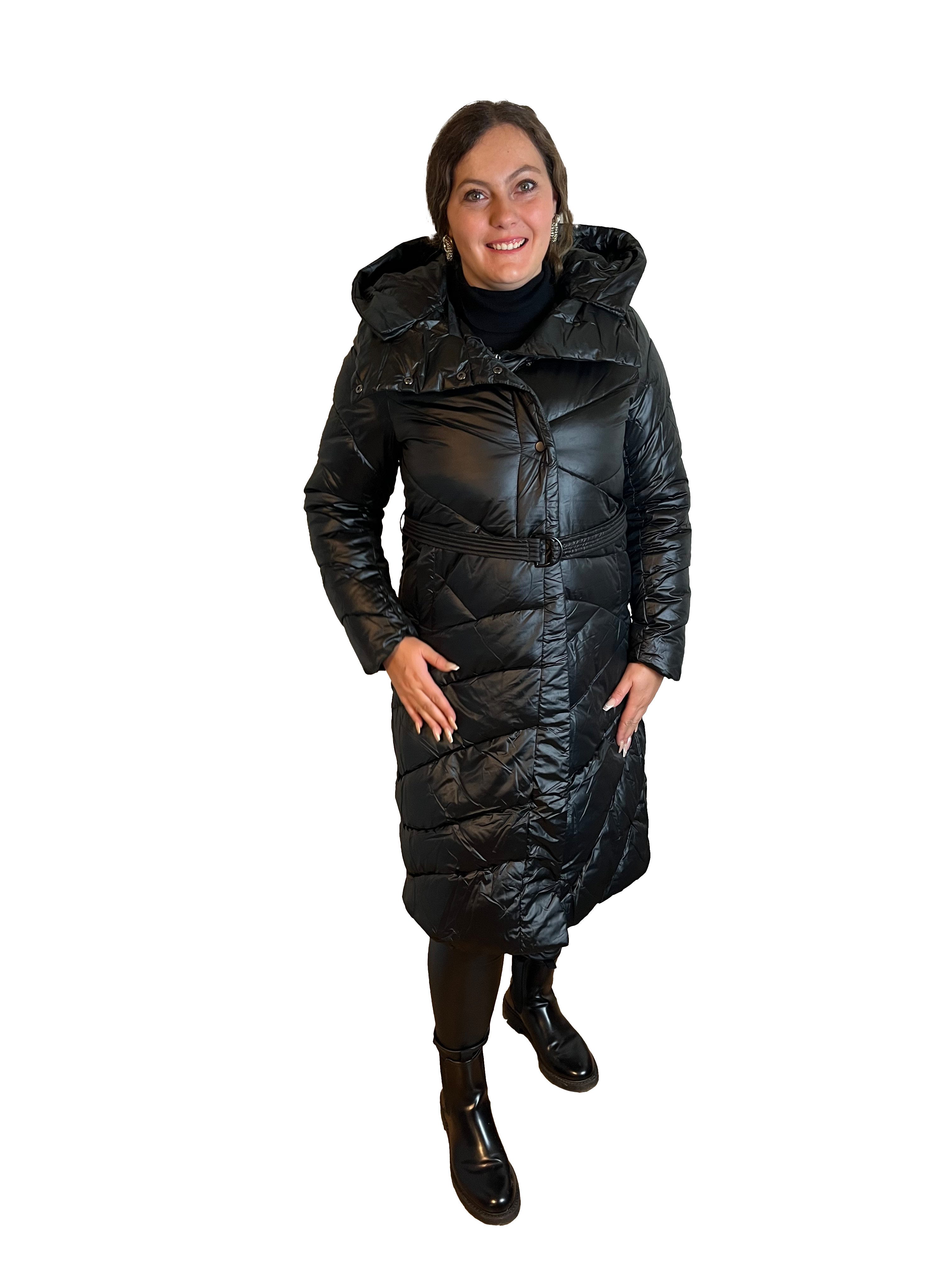 Lelü Fashion Wintermantel mit Gürtel mit abnehmbarer Kapuze, mit Stehkragen