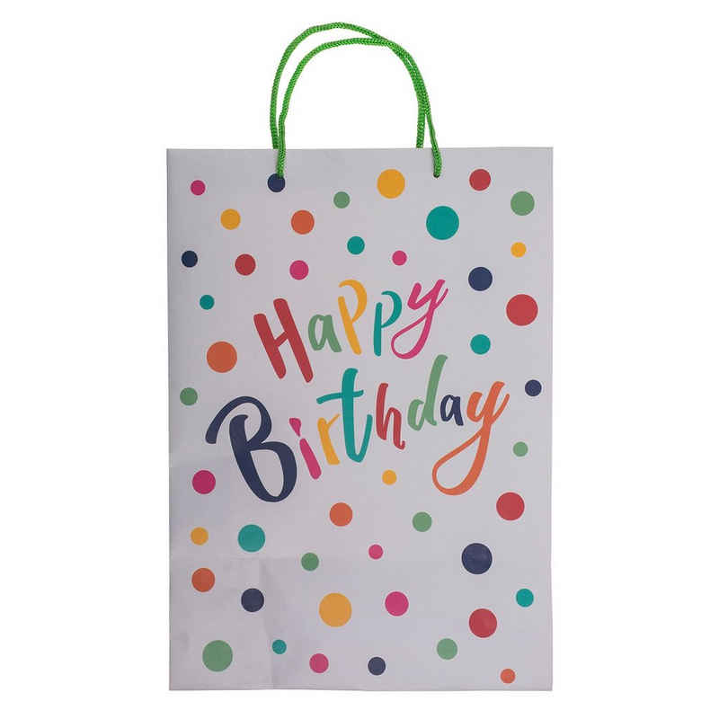 ReWu Geschenkbox »Geschenktüte aus Kraftpapier mit bunten Punkten«, Happy Birtday 25 x 34,5 cm