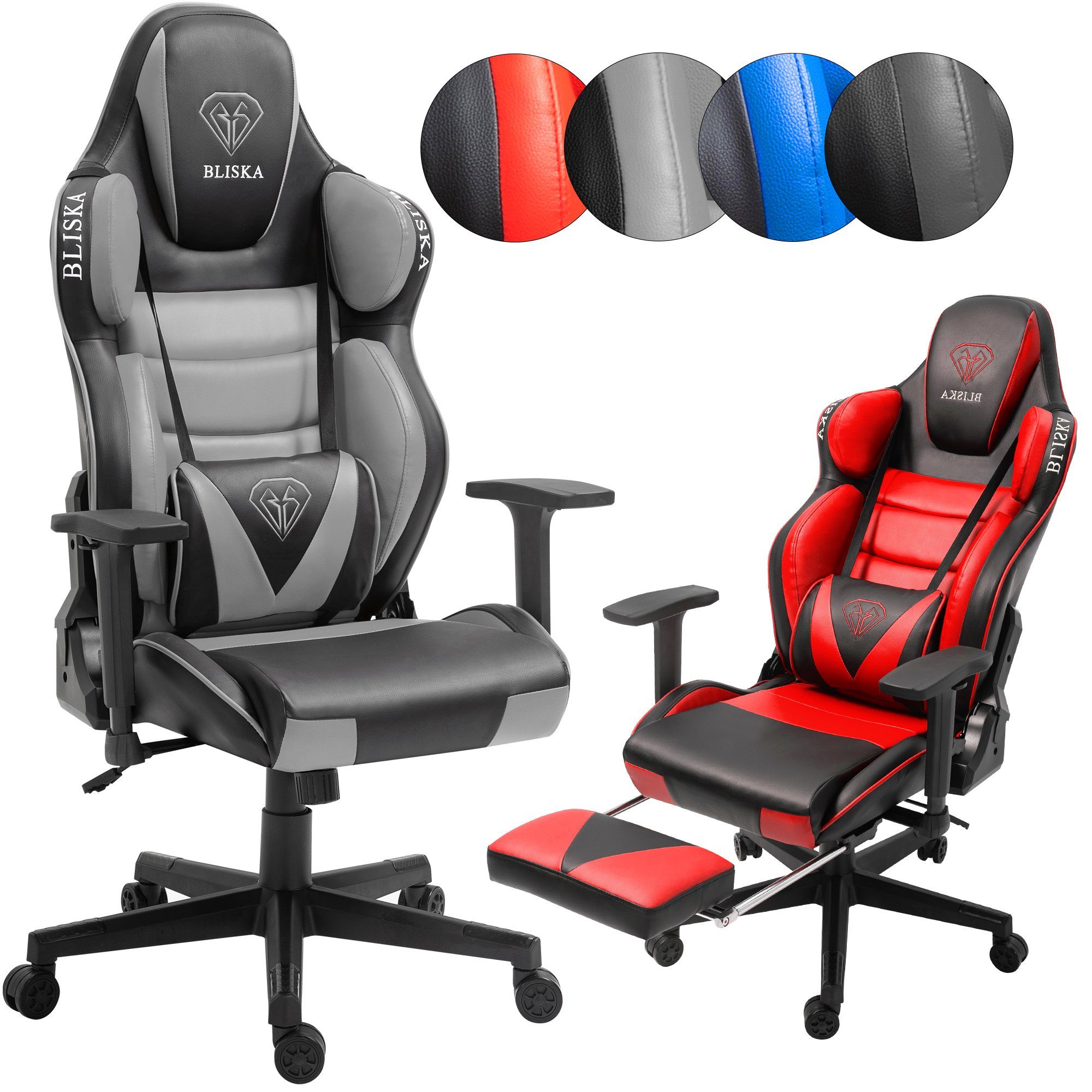 mit flexiblen Stuhl Chefsessel Bürostuhl Odysseus 4D-Armlehnen / (1 Racing-Design Stück), TRISENS Gaming Weiß im Schwarz