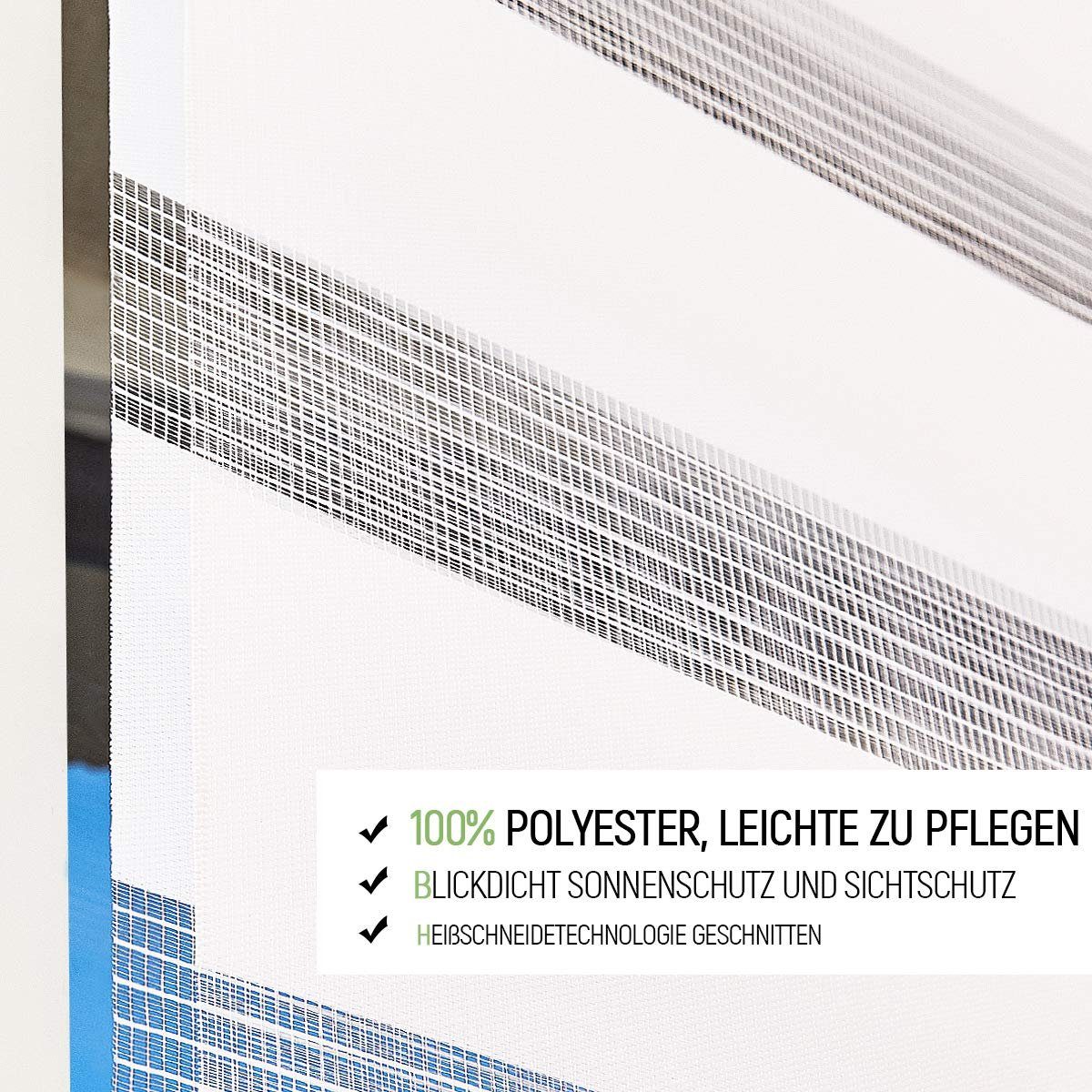 Doppelrollo Klemmfix ohne Bohre, OUBO, verdunkelnd, Fensterrollo Seitenzugrollo Blickdicht, Für Fenster und Tür mit Klämmträger lichtdurchlässig verdunkelnd