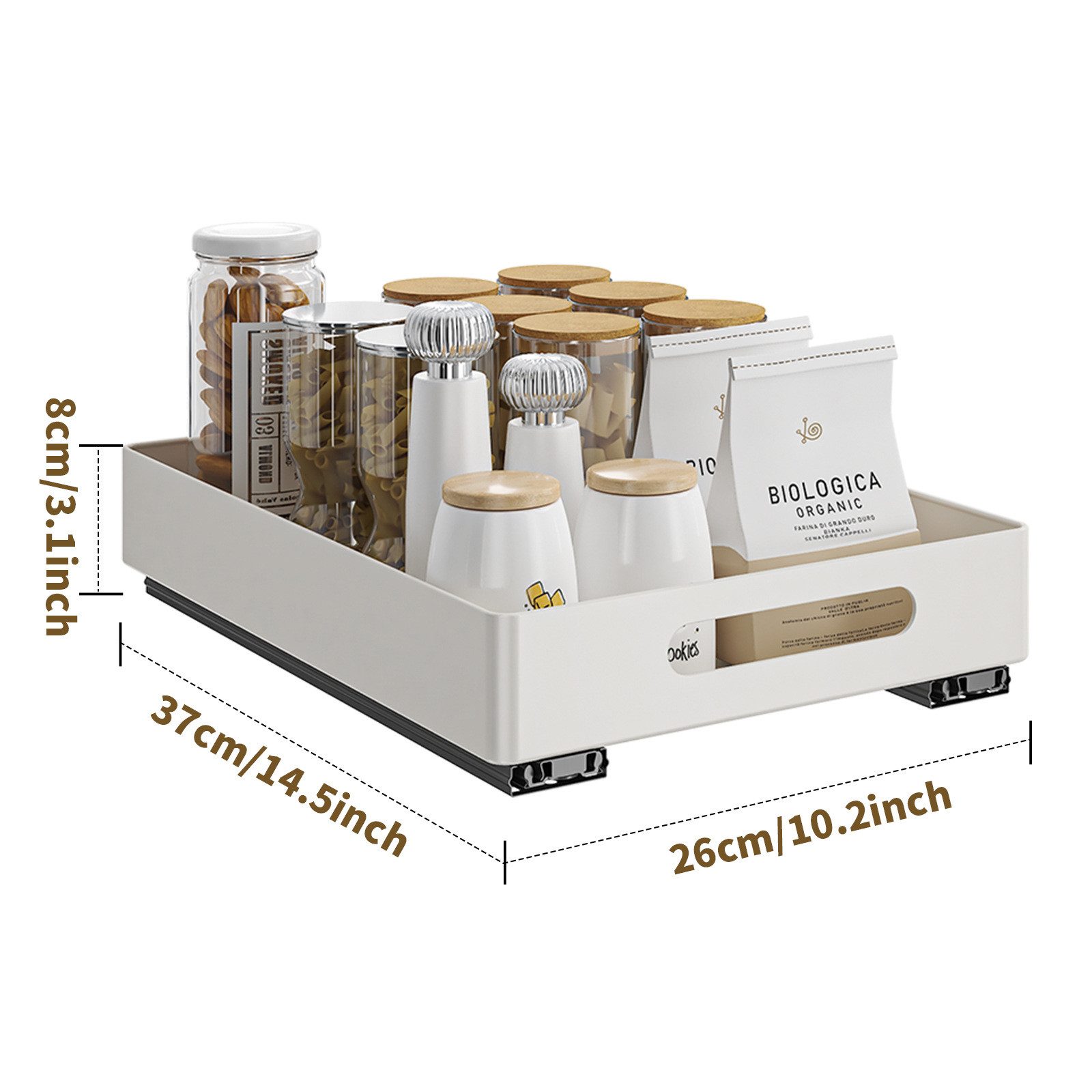 GarveeMore Küchenorganizer-Set Ausziehbare Schublade Küche, Teleskopschublade ABS Schrank Organizer – Bild 3 von 5