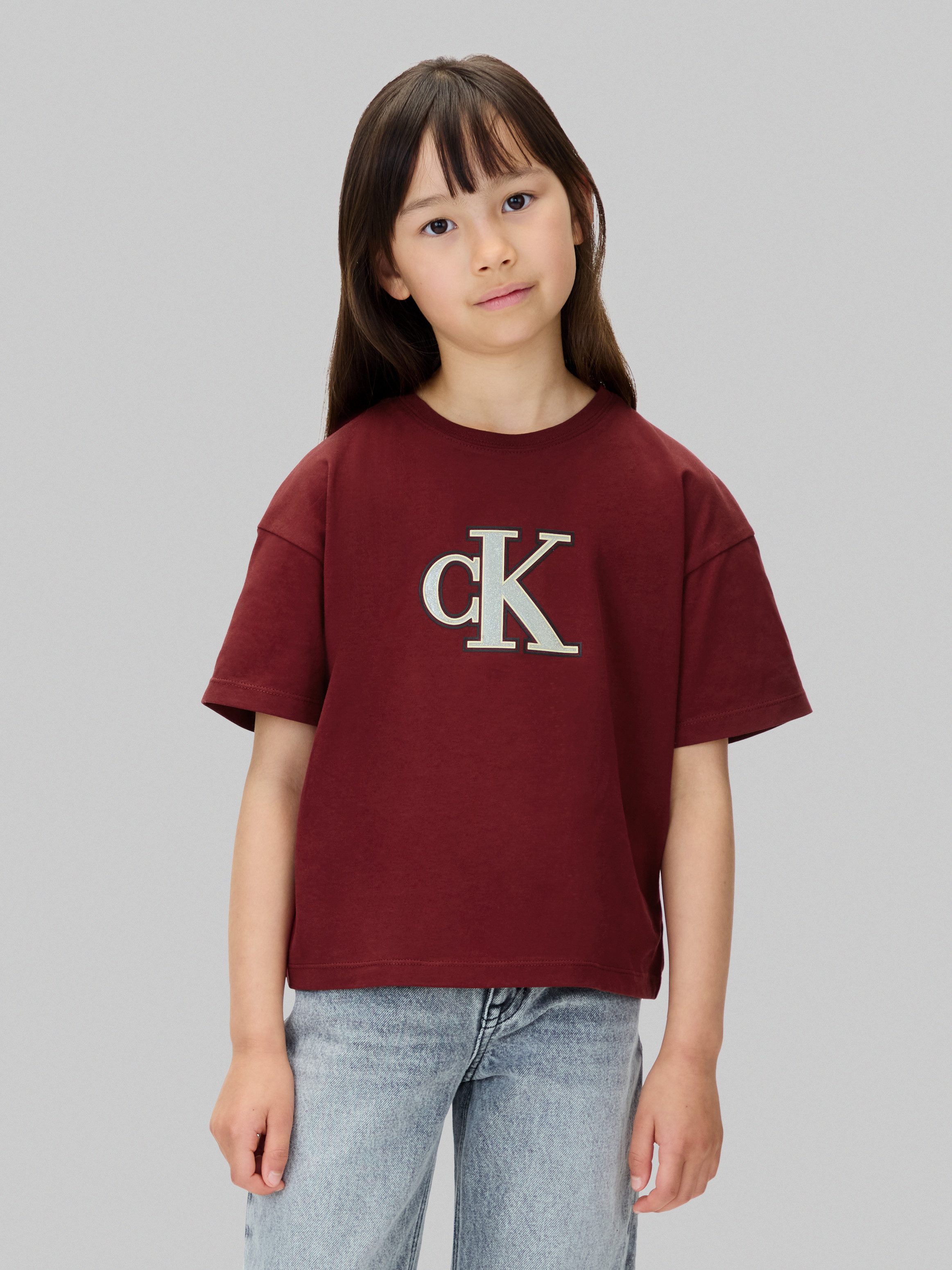 Calvin Klein Jeans T-Shirt FESTIVE GRAPHIC SS T-SHIRT für Kinder bis 16 Jahre, Glitzer-Druck