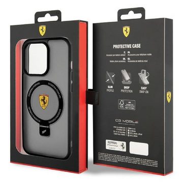 Ferrari Handyhülle Case iPhone 15 aufstellbar Magsafe kompatibel Logo Matt dunkel 6,1 Zoll, Kantenschutz