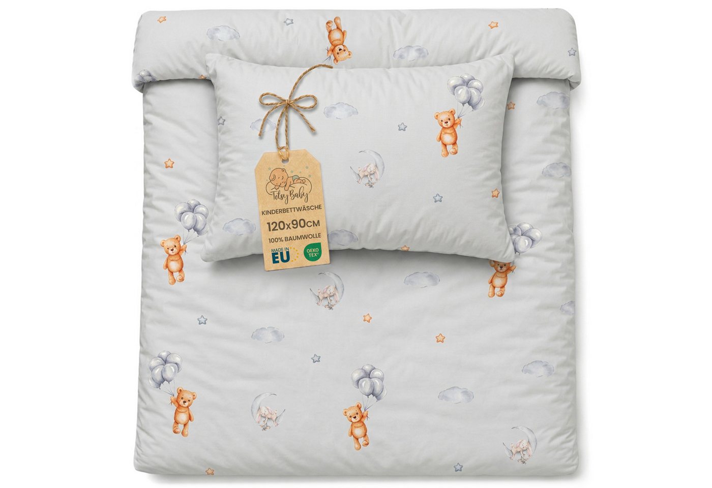 Totsy Baby Kinderbettwäsche Baby Bettwäsche aus Baumwolle - Set von Duvet Cover und Kissenbezug