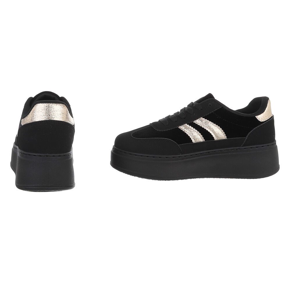 Ital-Design Damen Plateau-Sneaker mit Schnürung und Streifen Sneaker (92392320) Flach Sneakers Low in Schwarz – Bild 5 von 5
