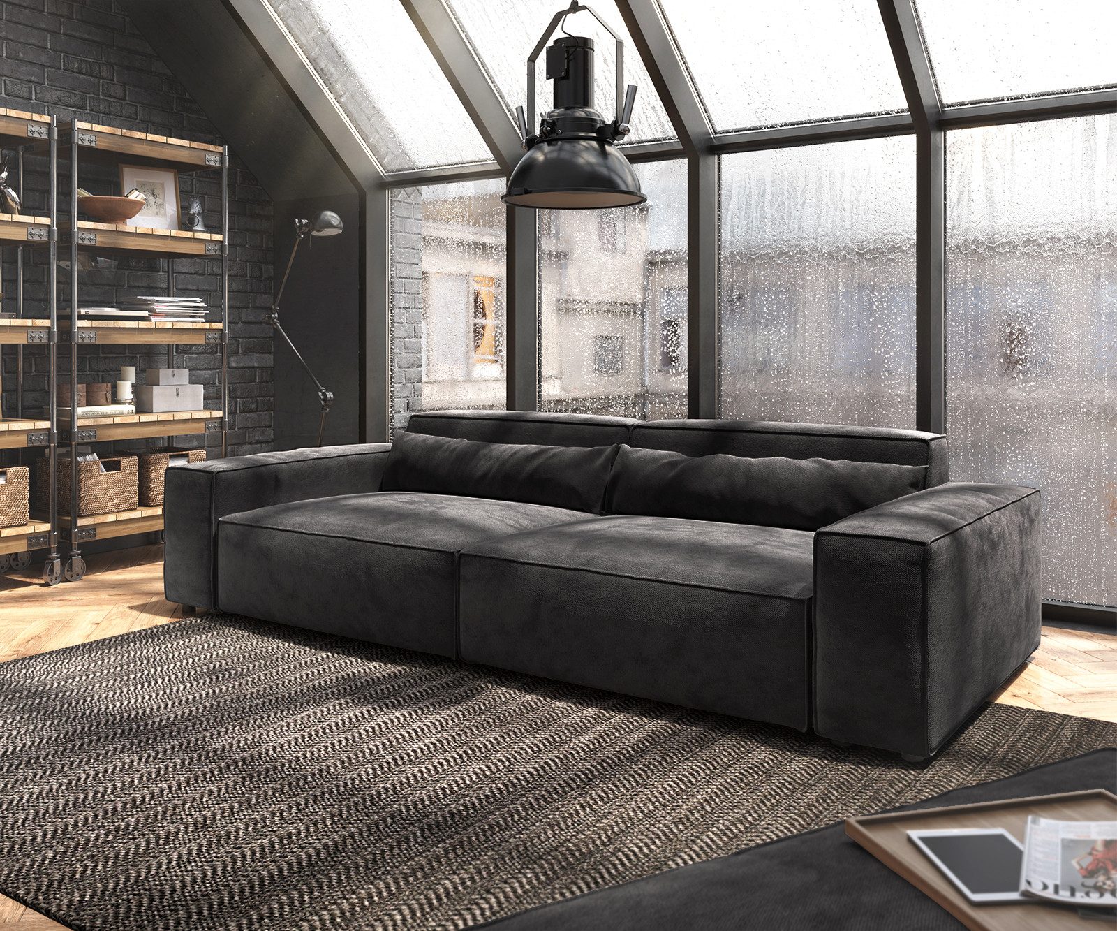 DELIFE Big-Sofa Sirpio, XL Mikrofaser Schwarz günstig online kaufen