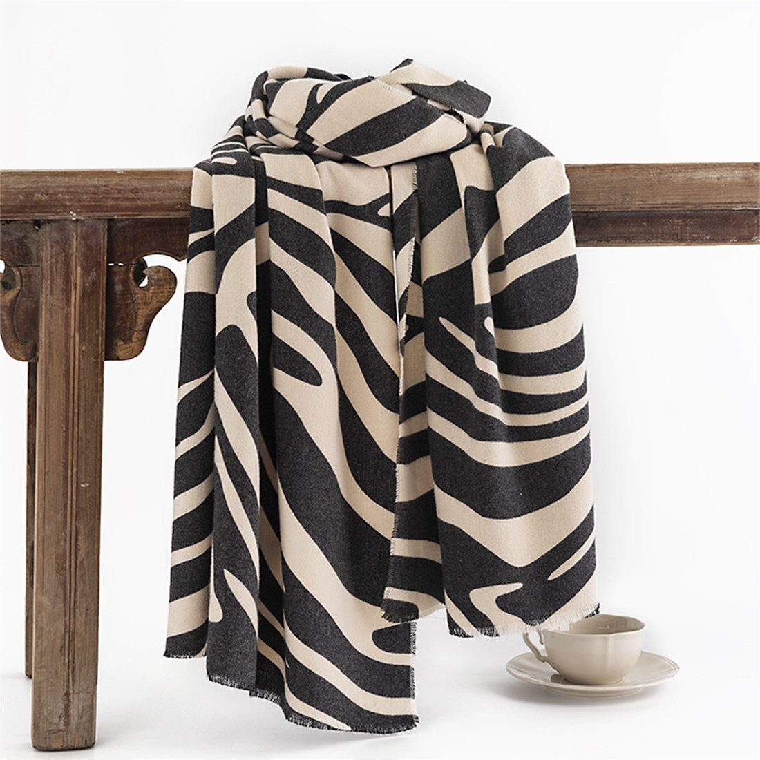 DÖRÖY Modeschal Damen Fashion Zebra Print Schal, Winter Kälteschutz Warmer Schal