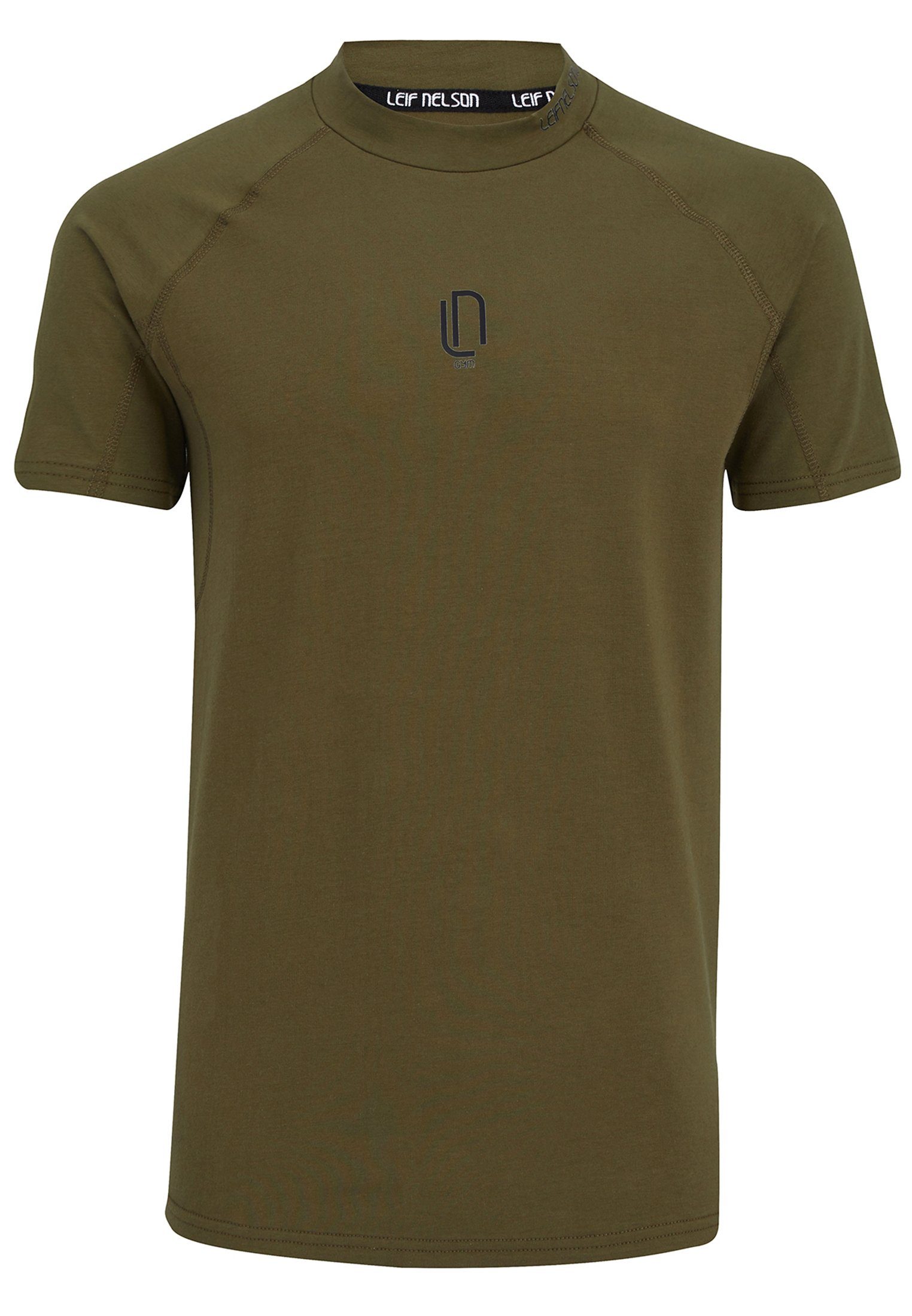 LN-8286 khaki-schwarz Rundhals Funktionsshirt Leif Nelson